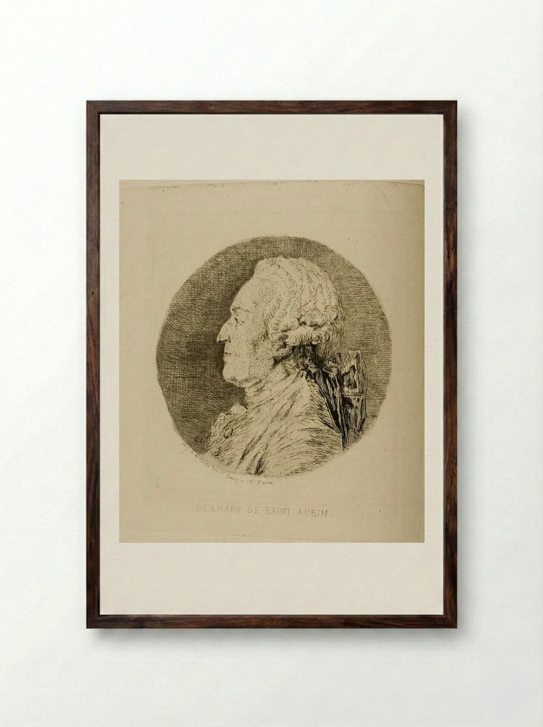 Germain de Saint-Aubin - Jules de Goncourt - Framed Print Dark Wood