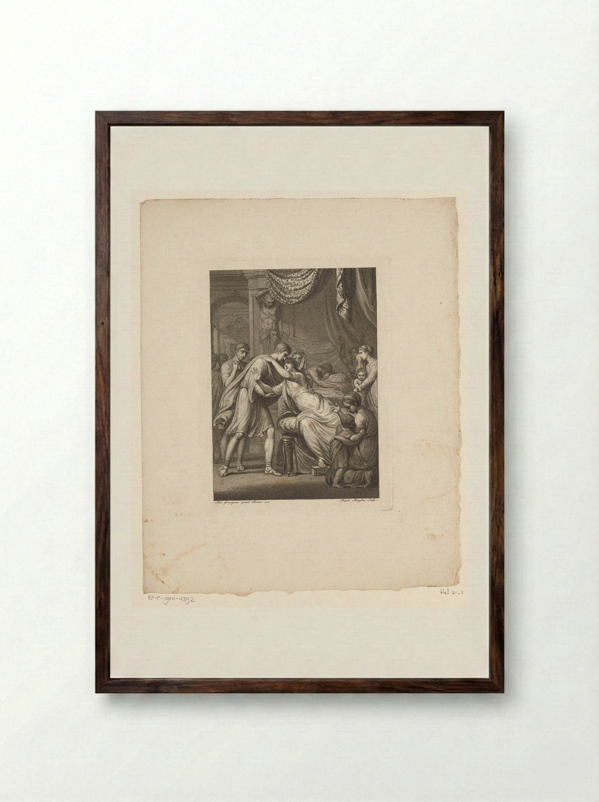 Germanicus Taking Leave of Agrippina - Raffaello Morghen - Framed Print Dark Wood