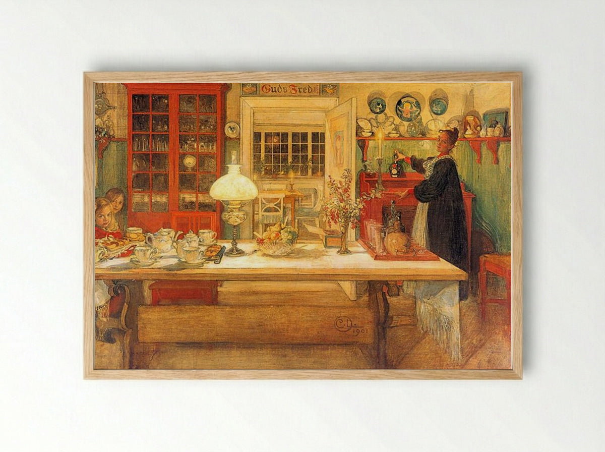 Getting Ready for a Game - Carl Larsson - Framed Print Wood