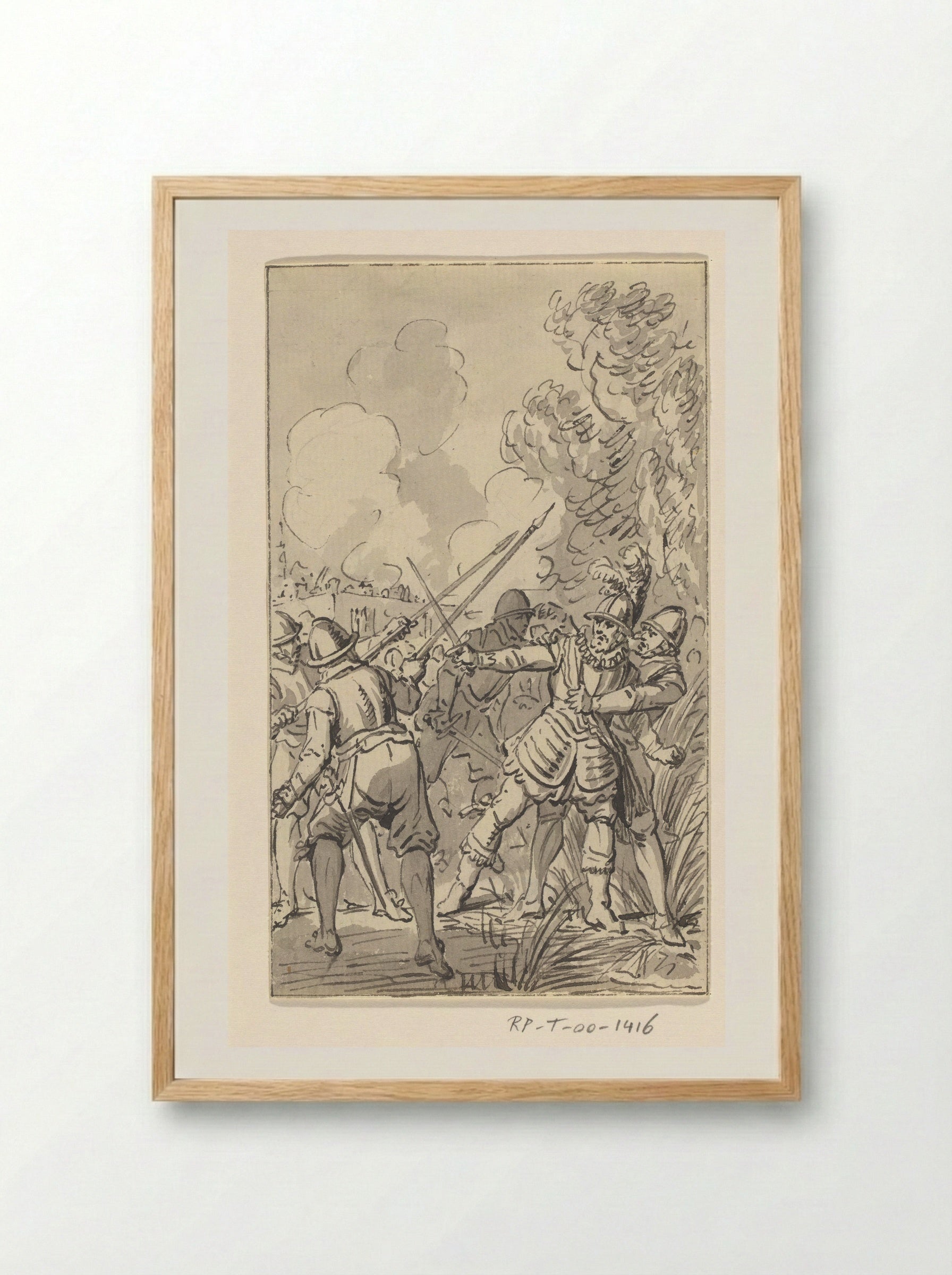 Gevangenneming van Philips van Marnix door de Spanjaarden bij Maaslandsluis - Jacobus Buys - Framed Print Wood