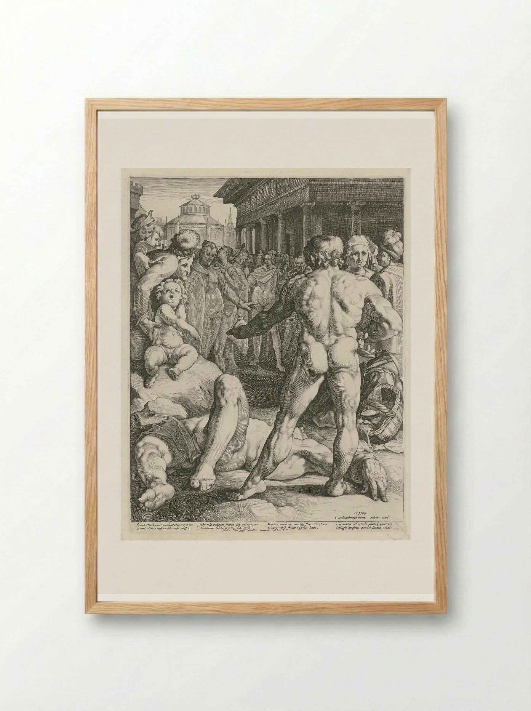 Gevecht tussen Odysseus en Irus - Jan Harmensz. Muller - Framed Print Wood