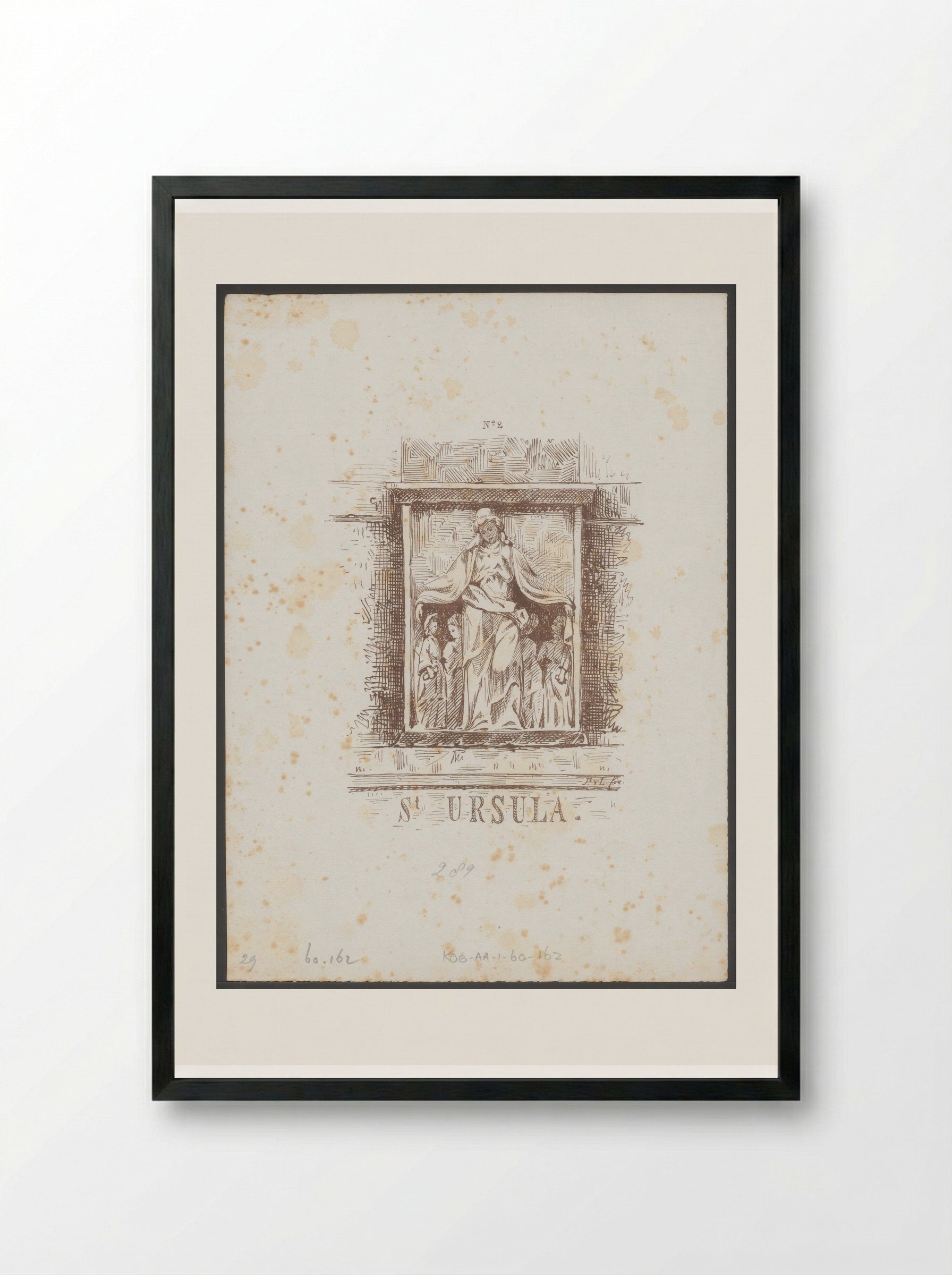 Gevelsteen met de heilige Ursula in het Begijnhof in Amsterdam - Jac van Looij - Framed Print Black
