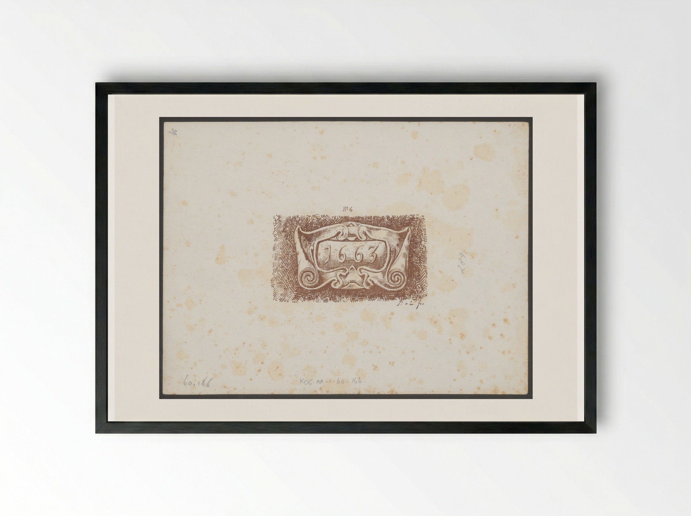 Gevelsteen met het jaartal 1663 - Jac van Looij - Framed Print Black