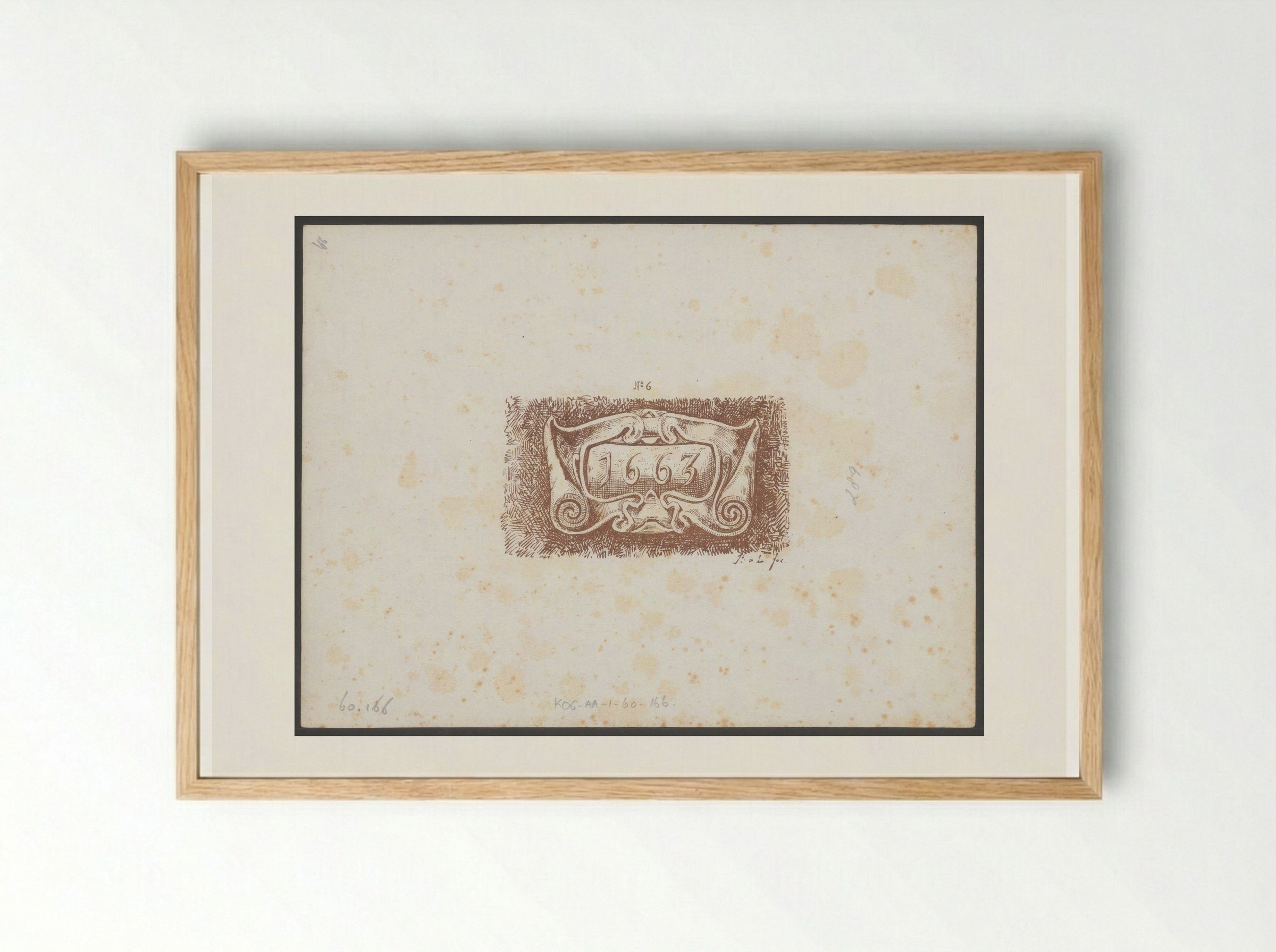 Gevelsteen met het jaartal 1663 - Jac van Looij - Framed Print Wood