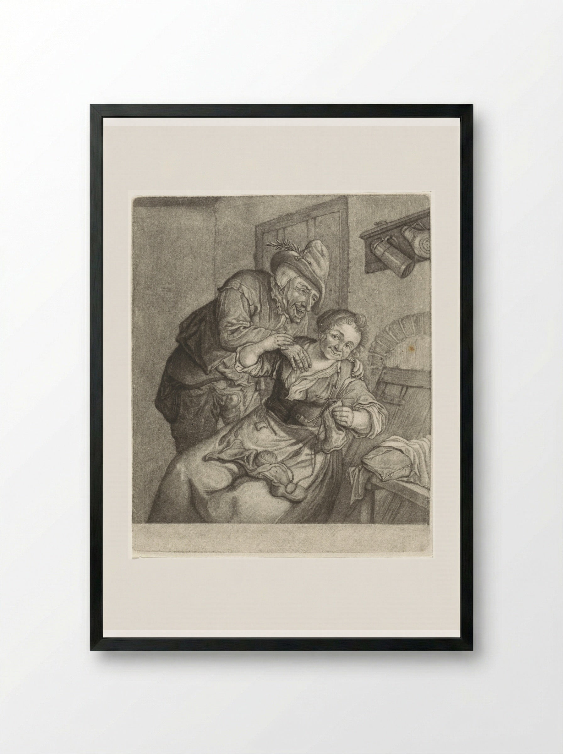 Gevoel (Sense of Touch) - Cornelis Dusart - Framed Print Black