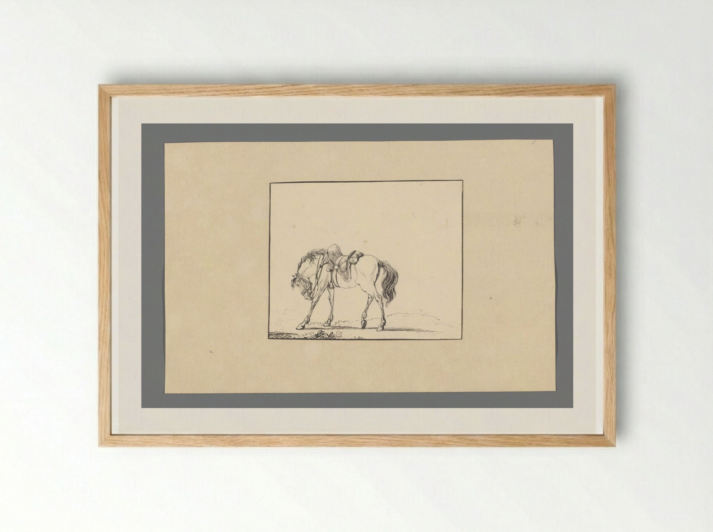 Gezadeld paard - David Pièrre Giottino Humbert de Superville - Framed Print Wood
