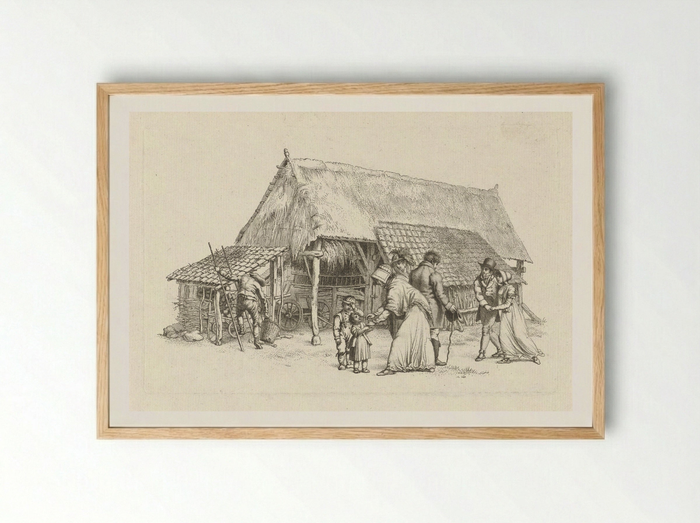 Gezelschap voor een boerenschuur - Jacob Ernst Marcus - Framed Print Wood