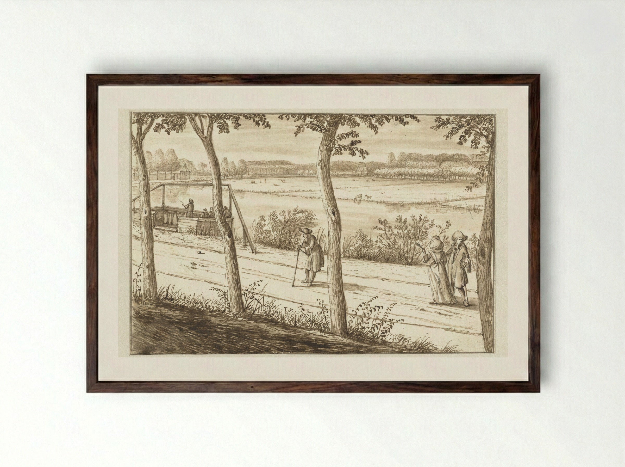 Gezicht aan de Vecht - Abraham Rutgers - Framed Print Dark Wood