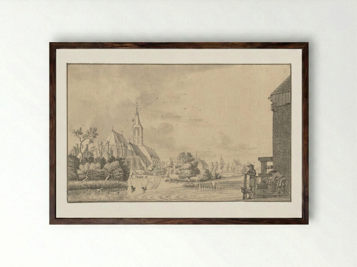 Gezicht bij Goch, aan de Niers - Jan de Beijer - Framed Print Dark Wood