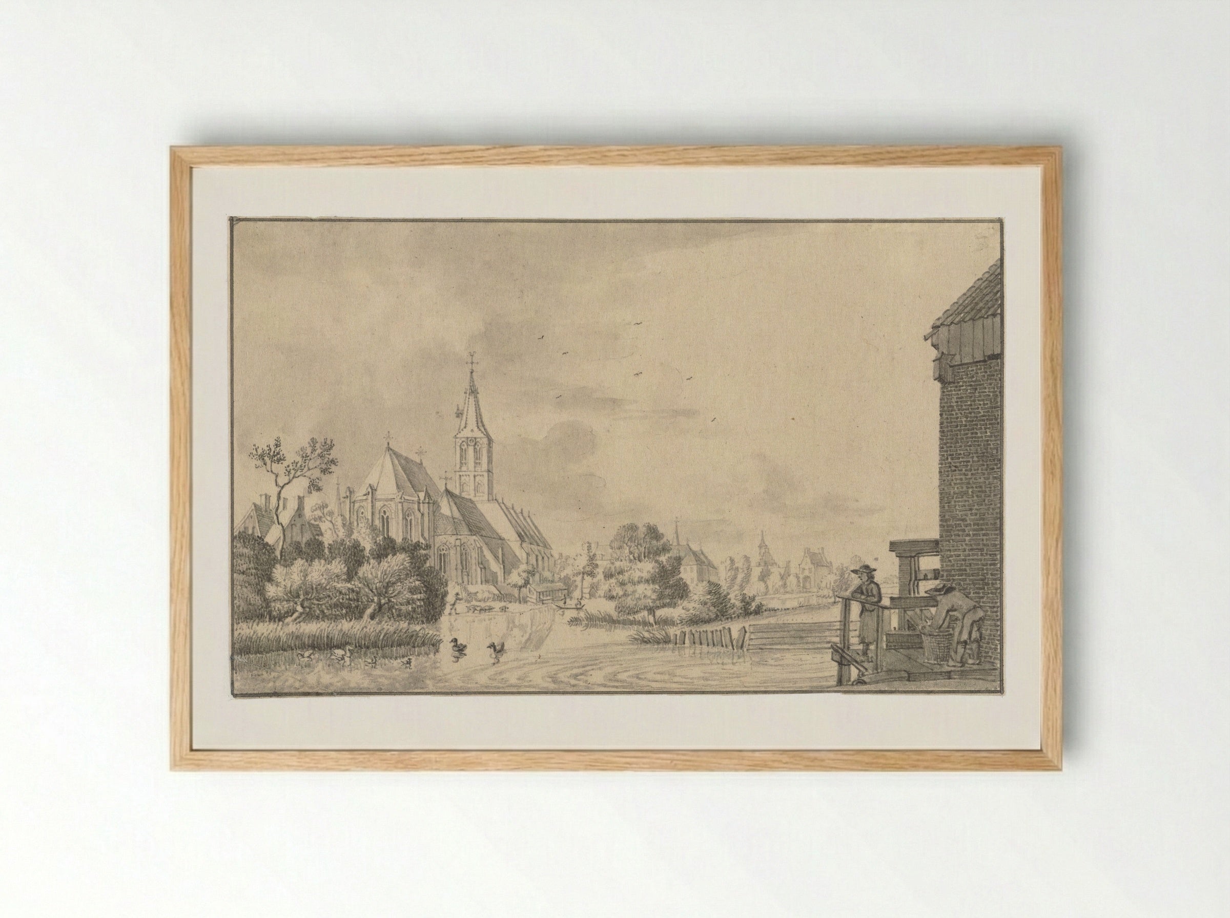 Gezicht bij Goch, aan de Niers - Jan de Beijer - Framed Print Wood