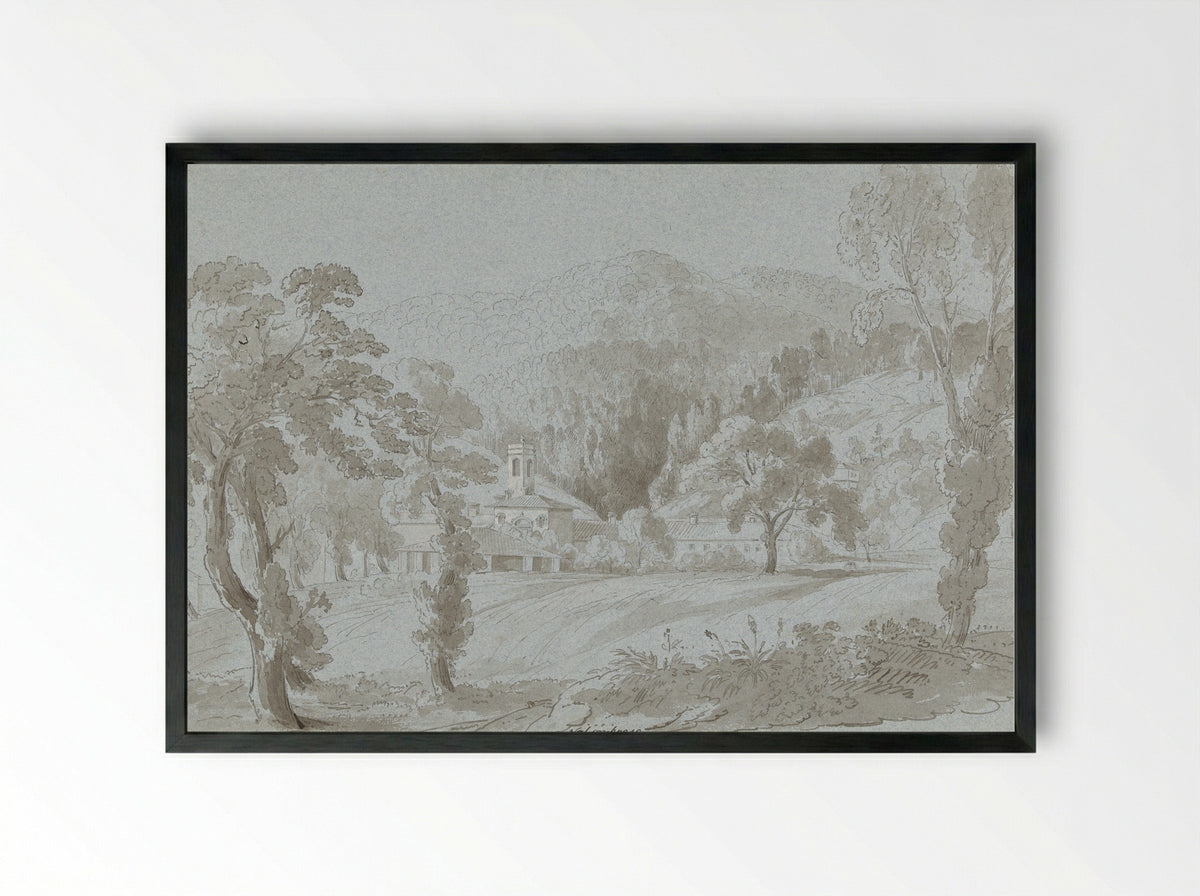 Gezicht bij Vallombrosa, ten oosten van Florence - Hugh William Williams - Framed Print Black