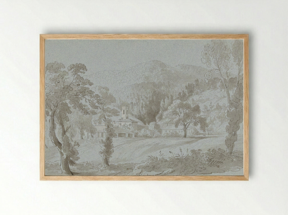 Gezicht bij Vallombrosa, ten oosten van Florence - Hugh William Williams - Framed Print Wood