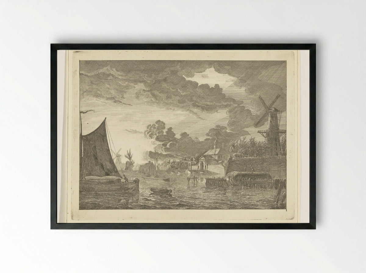 Gezicht buiten de Utrechtse Poort - Johannes Ludovicus van den Bos - Framed Print Black