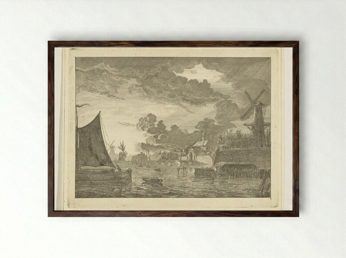 Gezicht buiten de Utrechtse Poort - Johannes Ludovicus van den Bos - Framed Print Dark Wood