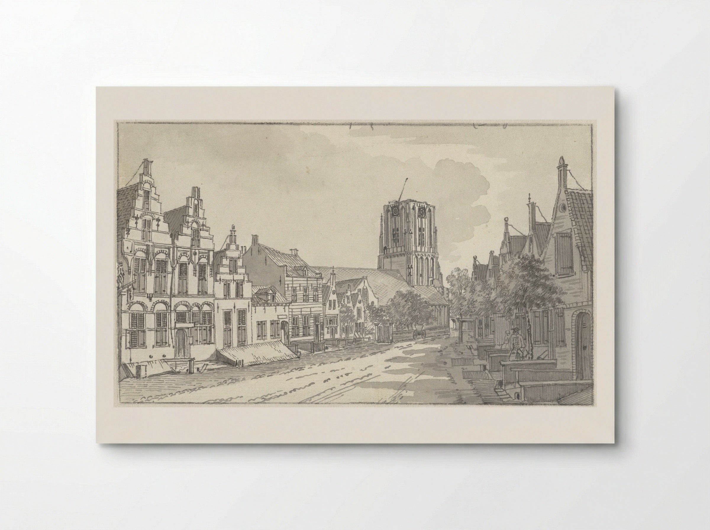 Gezicht door de Kerkstraat op de kerk te Workum - Jan de Beijer - Poster
