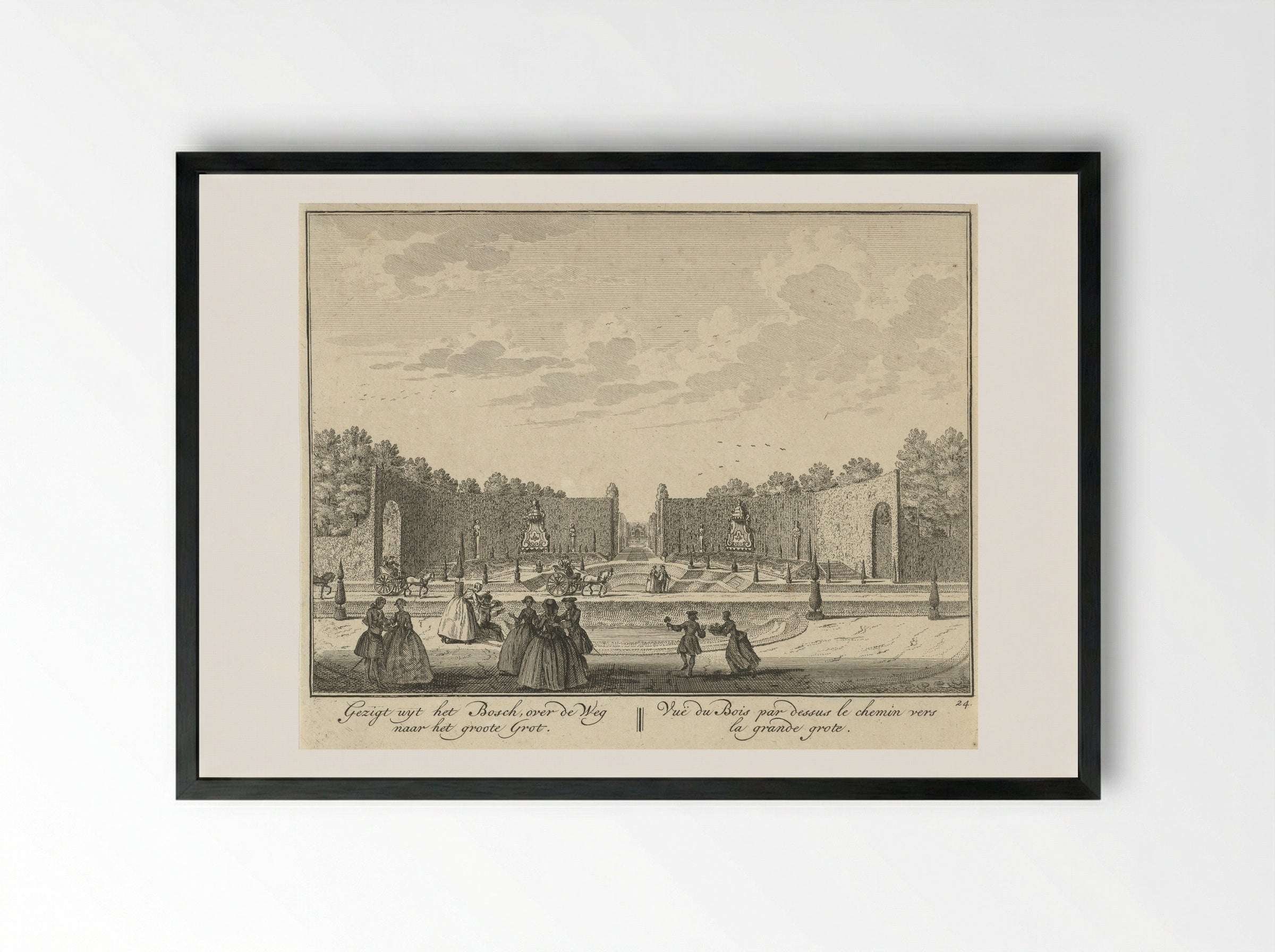 Gezicht door een haag op de grote grot in de tuin van Huis ter Meer te Maarssen - Hendrik de Leth - Framed Print Black