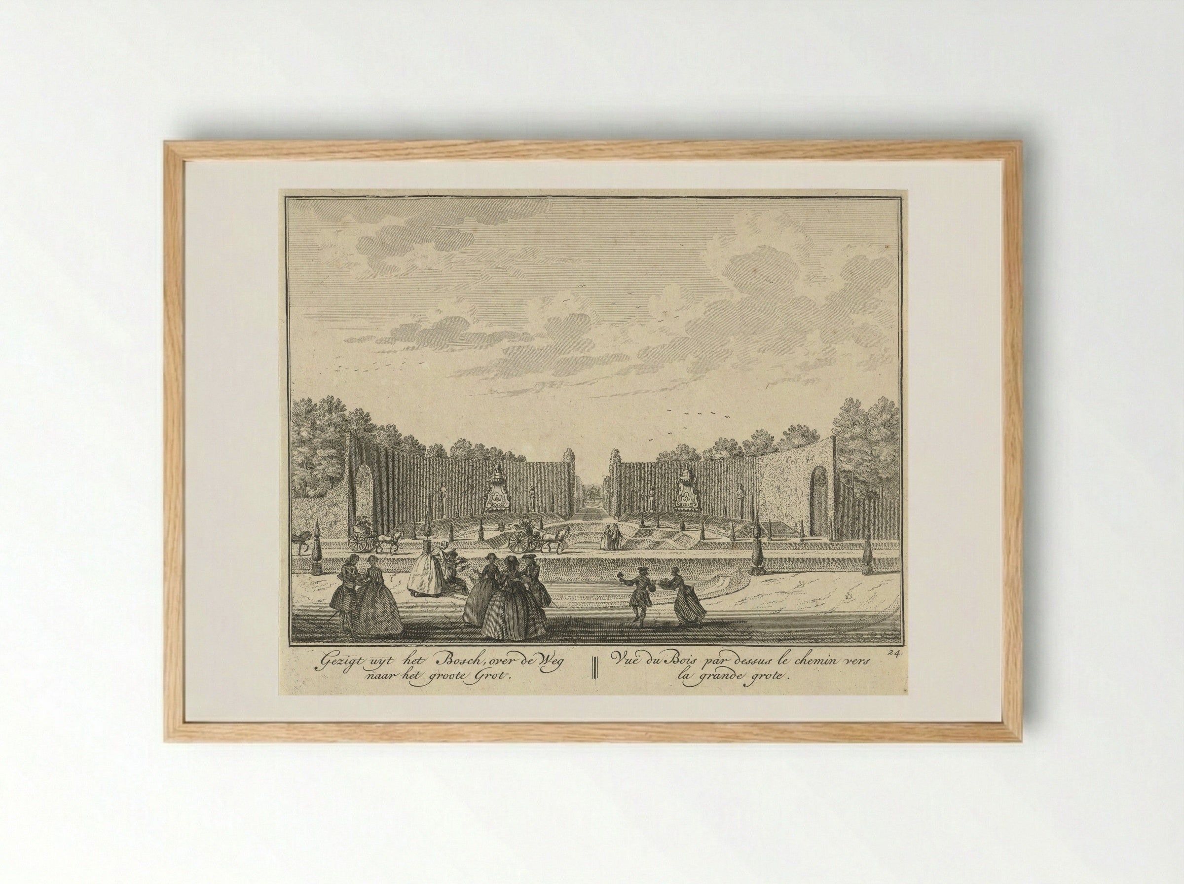 Gezicht door een haag op de grote grot in de tuin van Huis ter Meer te Maarssen - Hendrik de Leth - Framed Print Wood