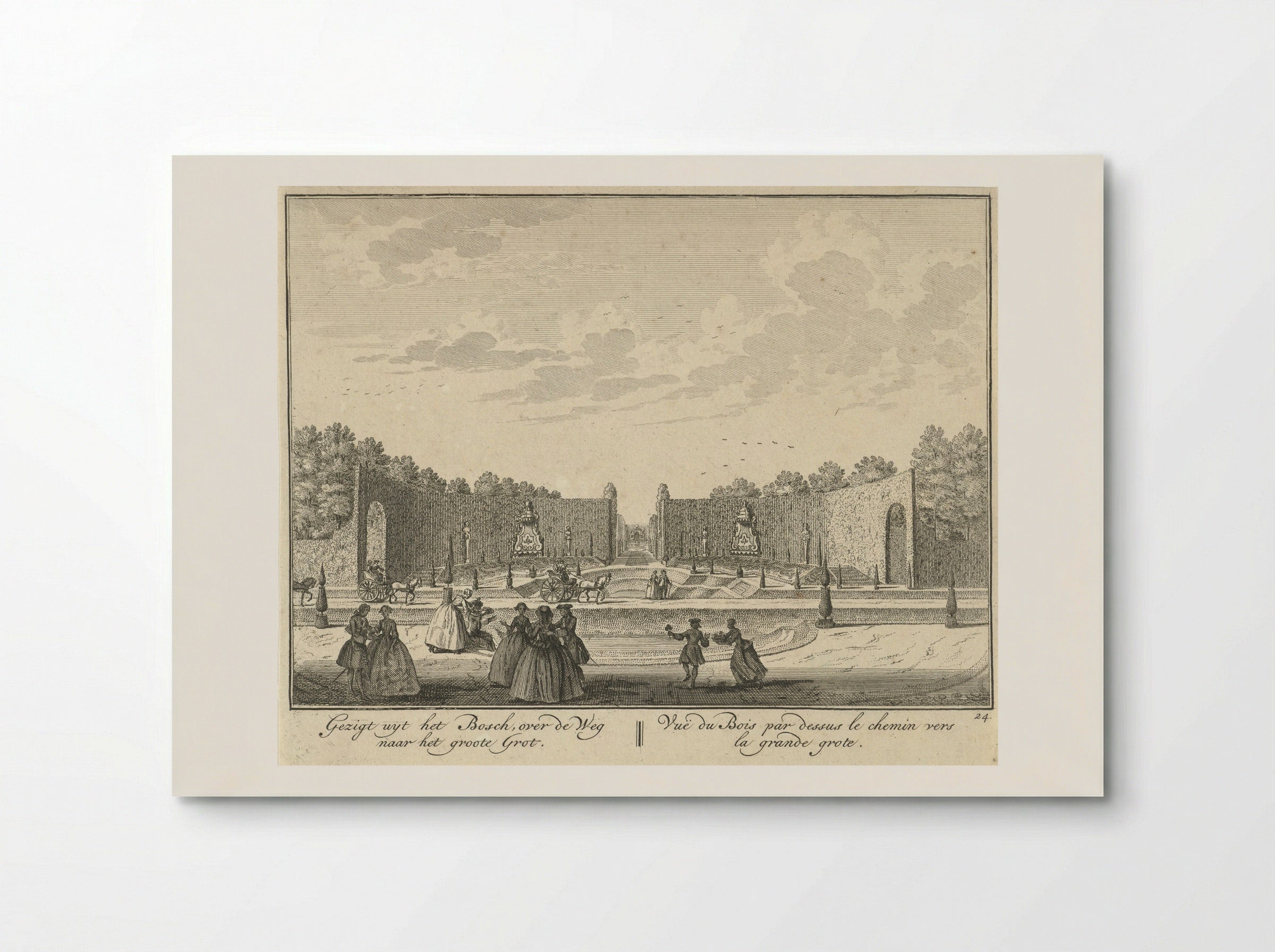 Gezicht door een haag op de grote grot in de tuin van Huis ter Meer te Maarssen - Hendrik de Leth - Poster