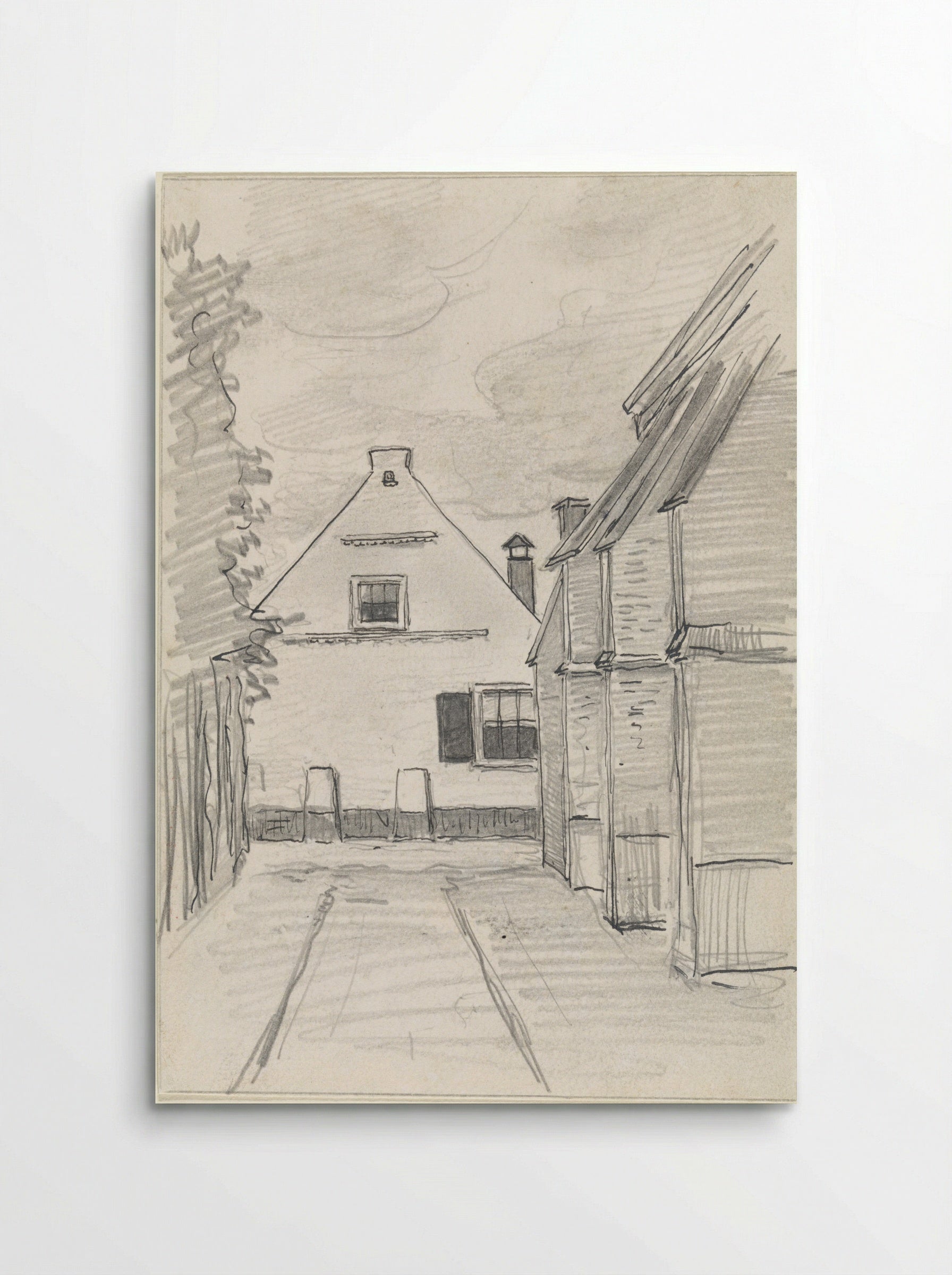Gezicht door een straat op een huis - Jan van Essen - Poster