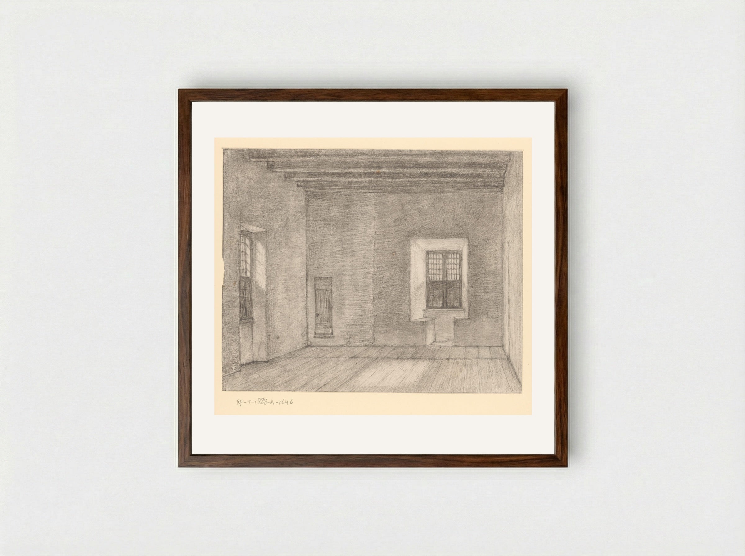 Gezicht in de kamer van Hugo de Groot in Slot Loevestein - Gerrit Lamberts - Framed Print Dark Wood