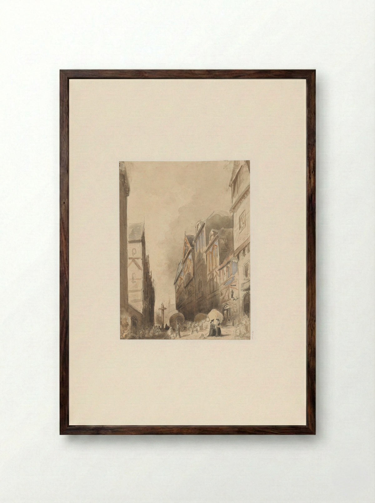 Gezicht in een buitenlandse stad - Jan Diederikus Kruseman - Framed Print Dark Wood