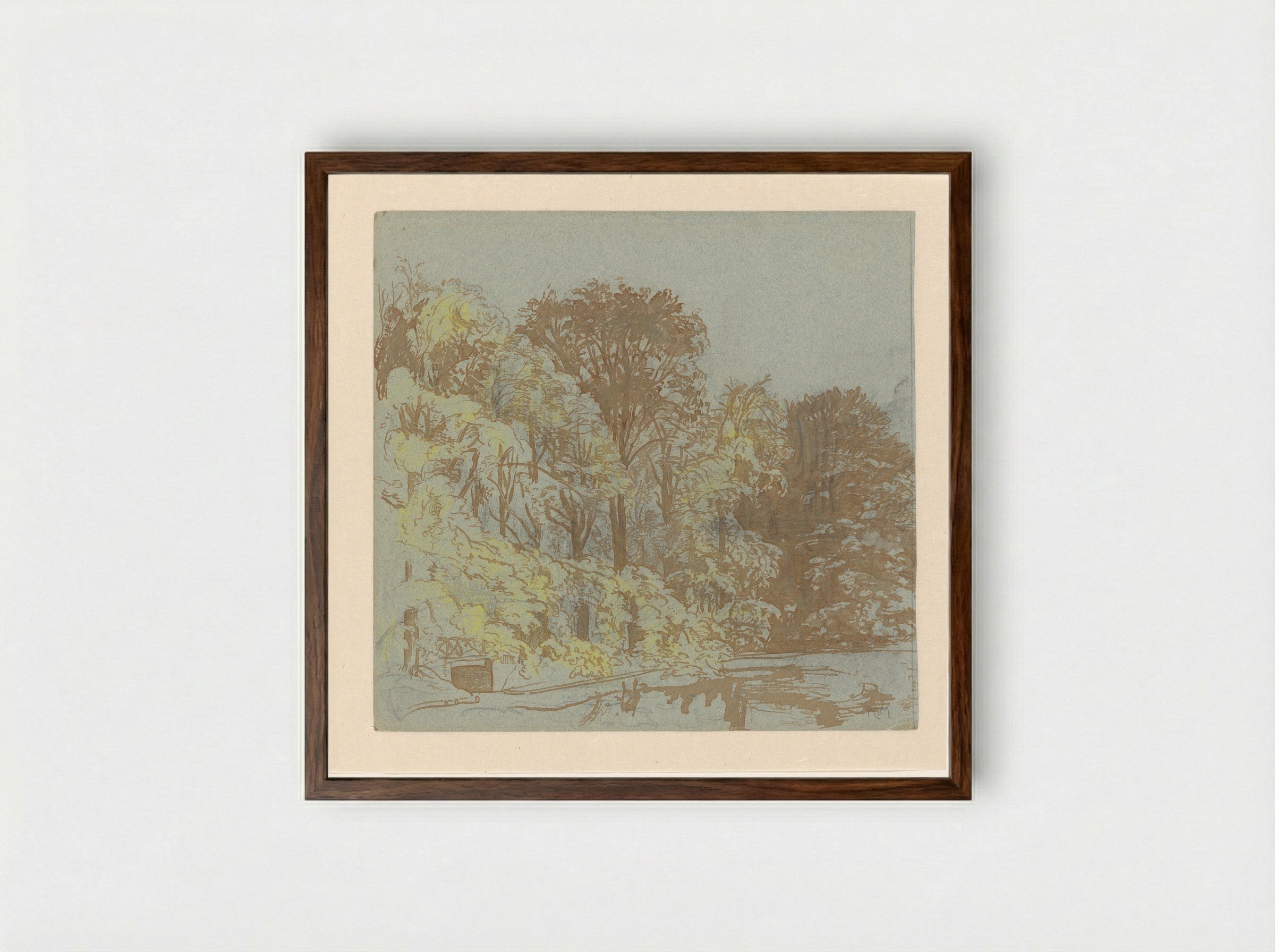 Gezicht in het Haagse bos - Pieter Cornelis de Moor - Framed Print Dark Wood