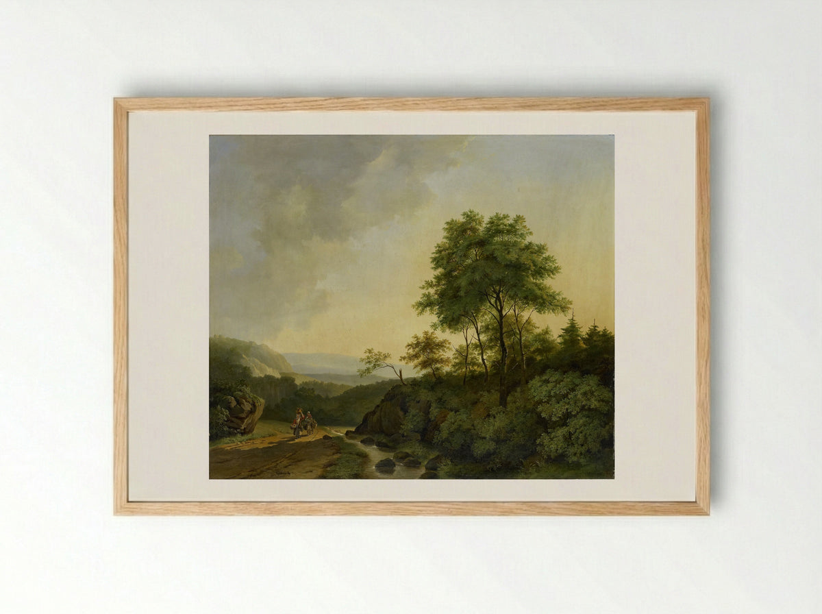Gezicht in het Harzgebergte - Cornelis François Roos - Framed Print Wood