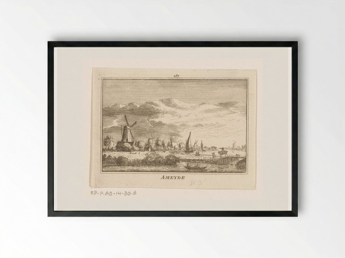 Gezicht op Ameide - Abraham Rademaker - Framed Print Black