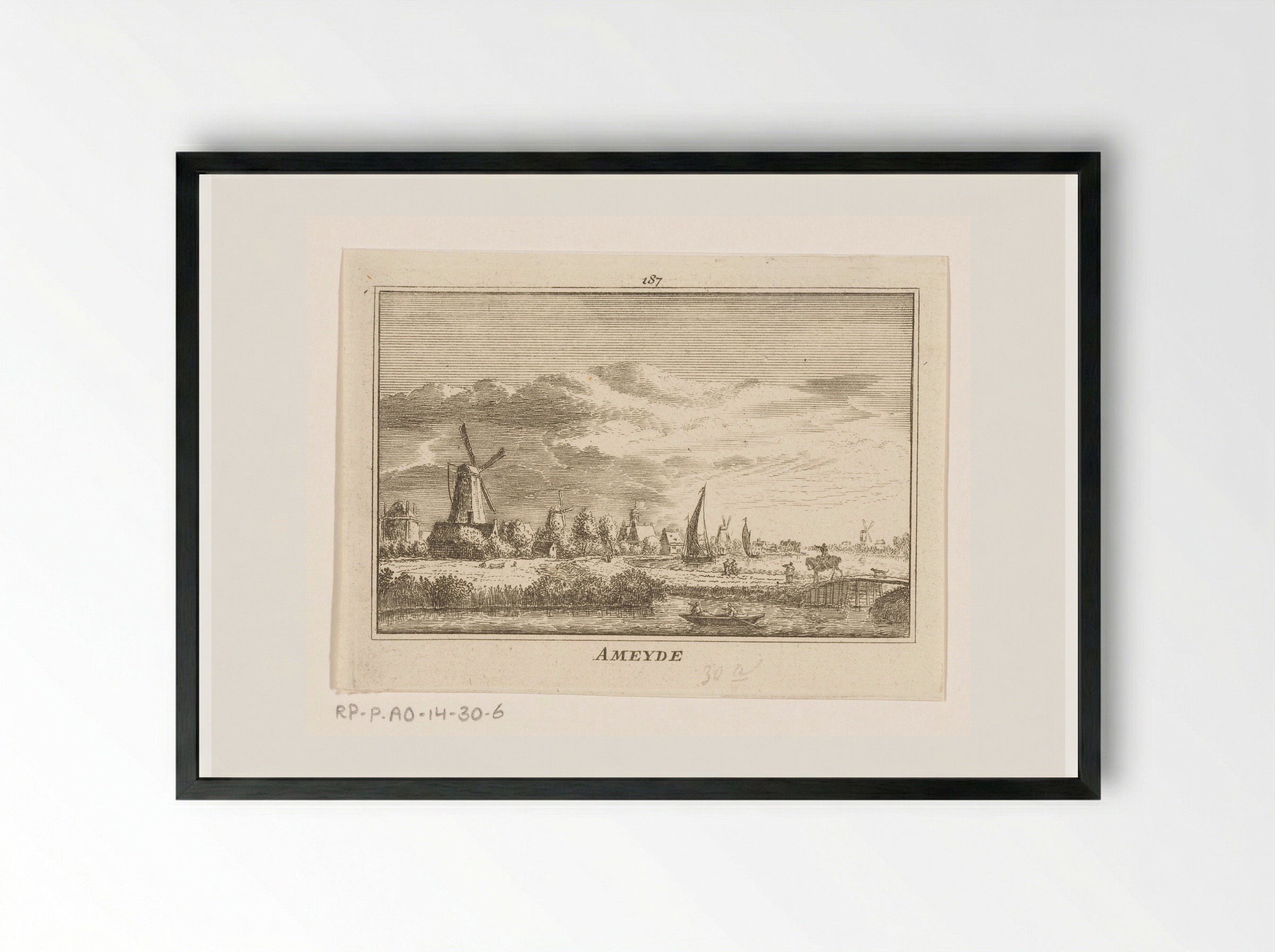 Gezicht op Ameide - Abraham Rademaker - Framed Print Black