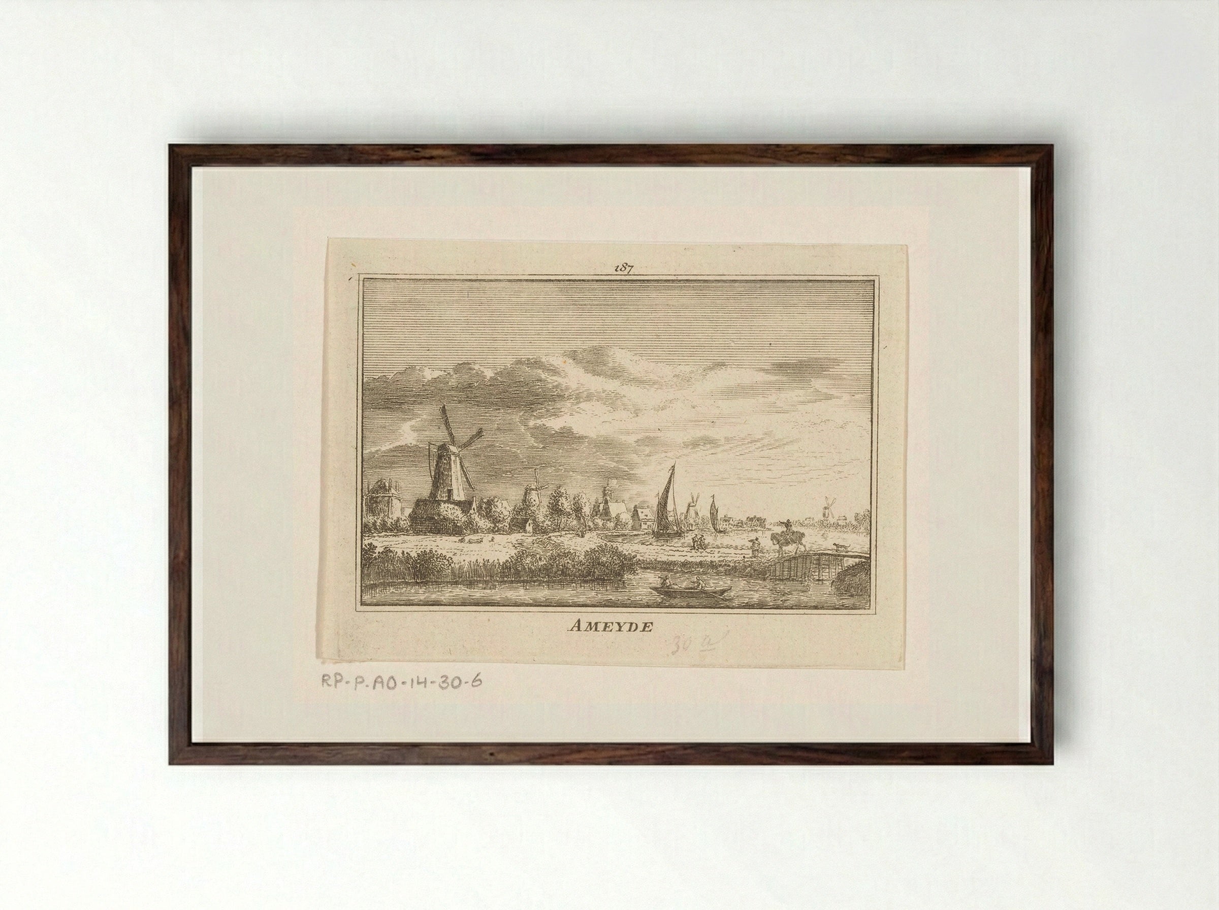 Gezicht op Ameide - Abraham Rademaker - Framed Print Dark Wood