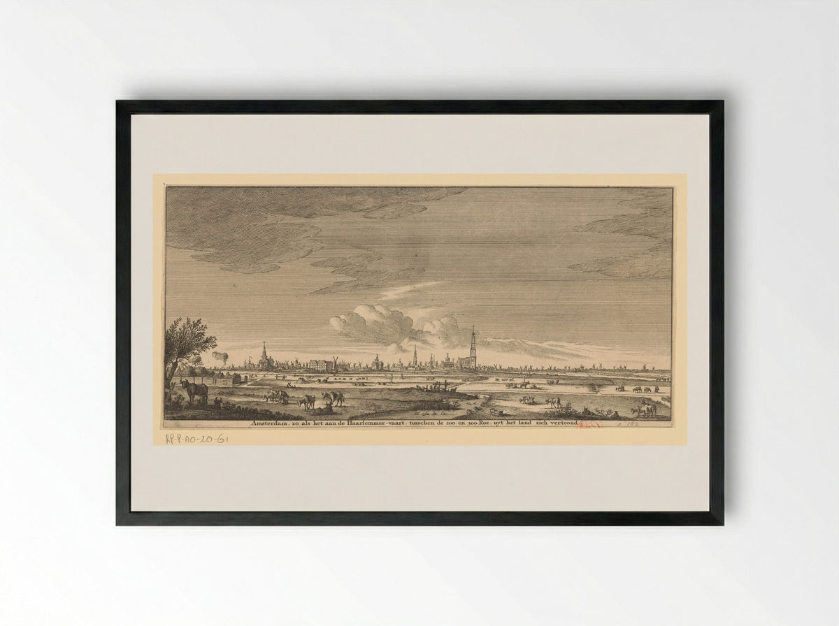 Gezicht op Amsterdam, gezien vanuit het westen - Jan Goeree - Framed Print Black