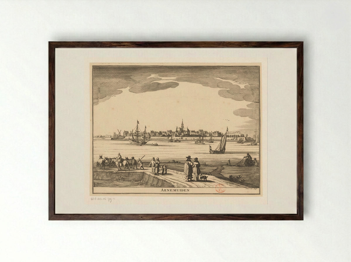 Gezicht op Arnemuiden - Pieter Hendricksz. Schut - Framed Print Dark Wood