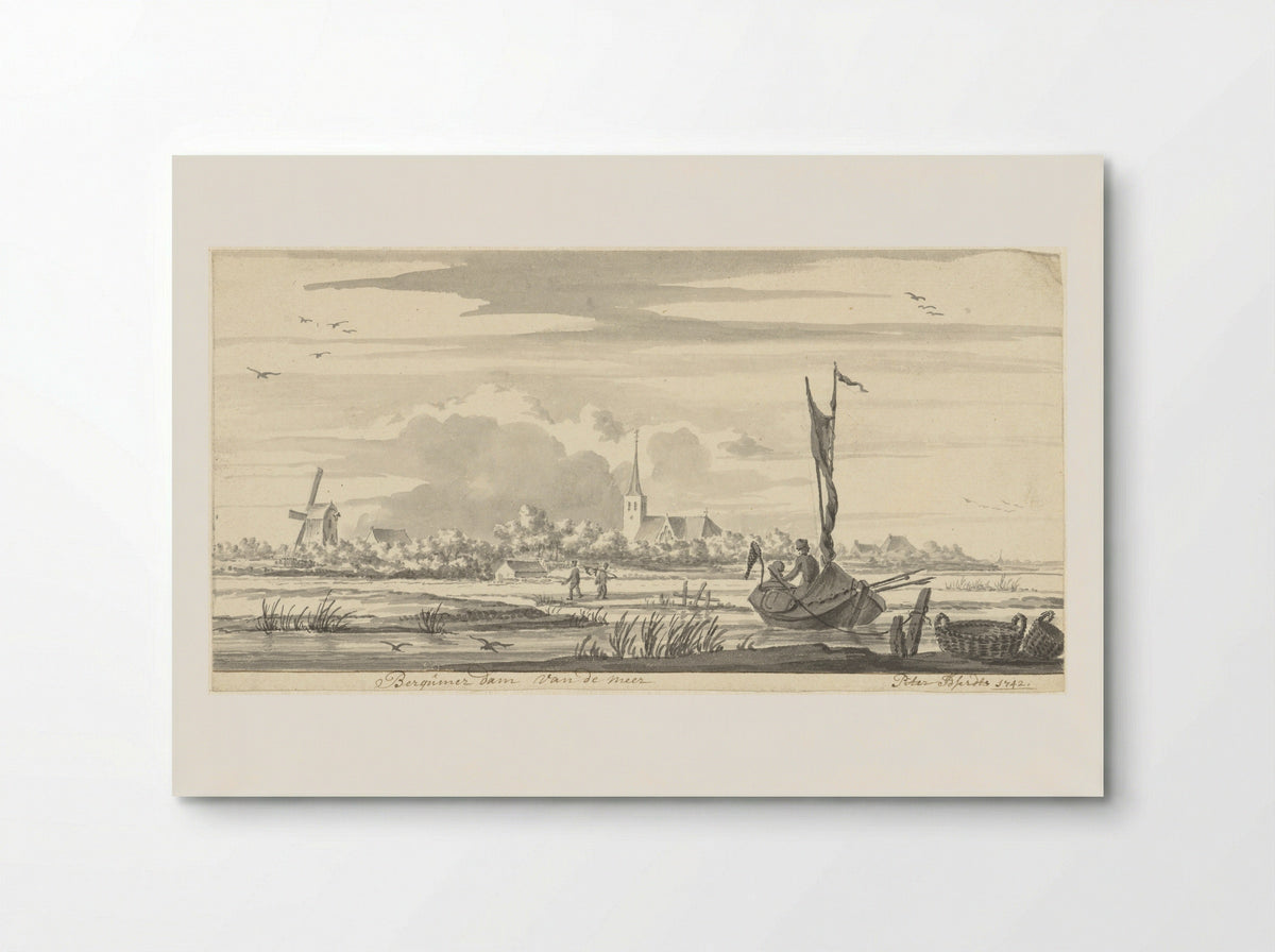 Gezicht op Bergumerdam, vanaf het Bergumermeer - Pieter Idserts - Poster