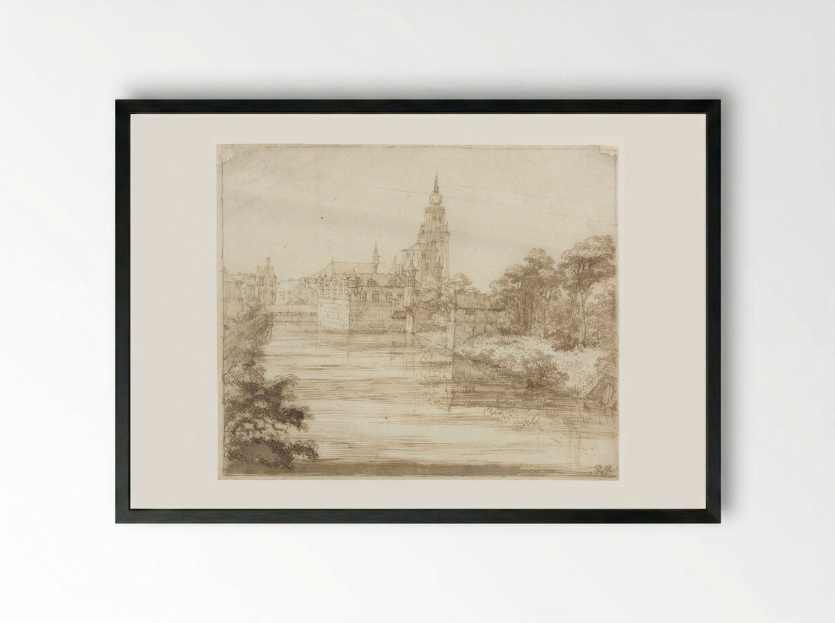 Gezicht op Breda - Philips Huygens - Framed Print Black