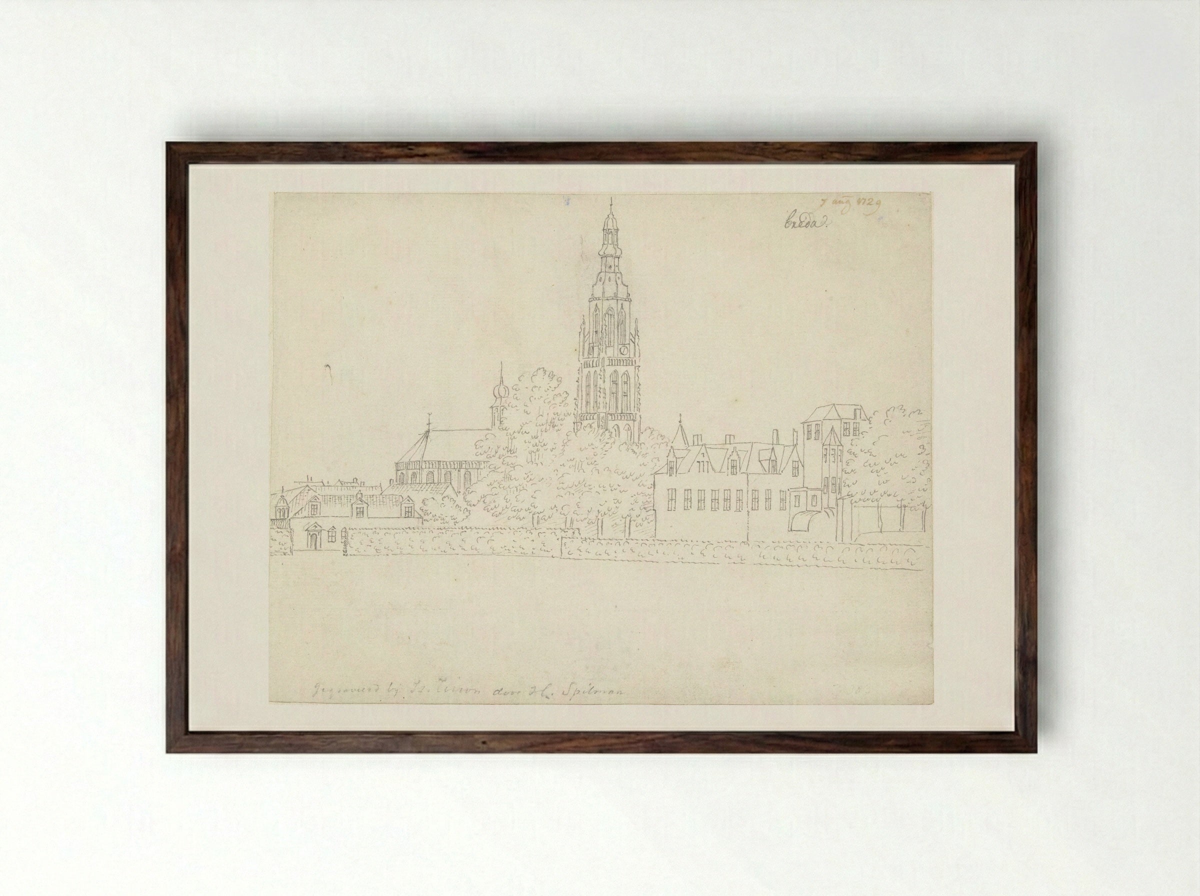 Gezicht op Breda - Cornelis Pronk - Framed Print Dark Wood