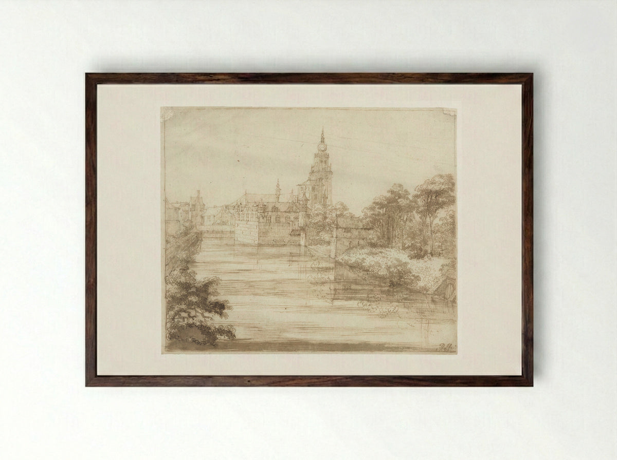 Gezicht op Breda - Philips Huygens - Framed Print Dark Wood