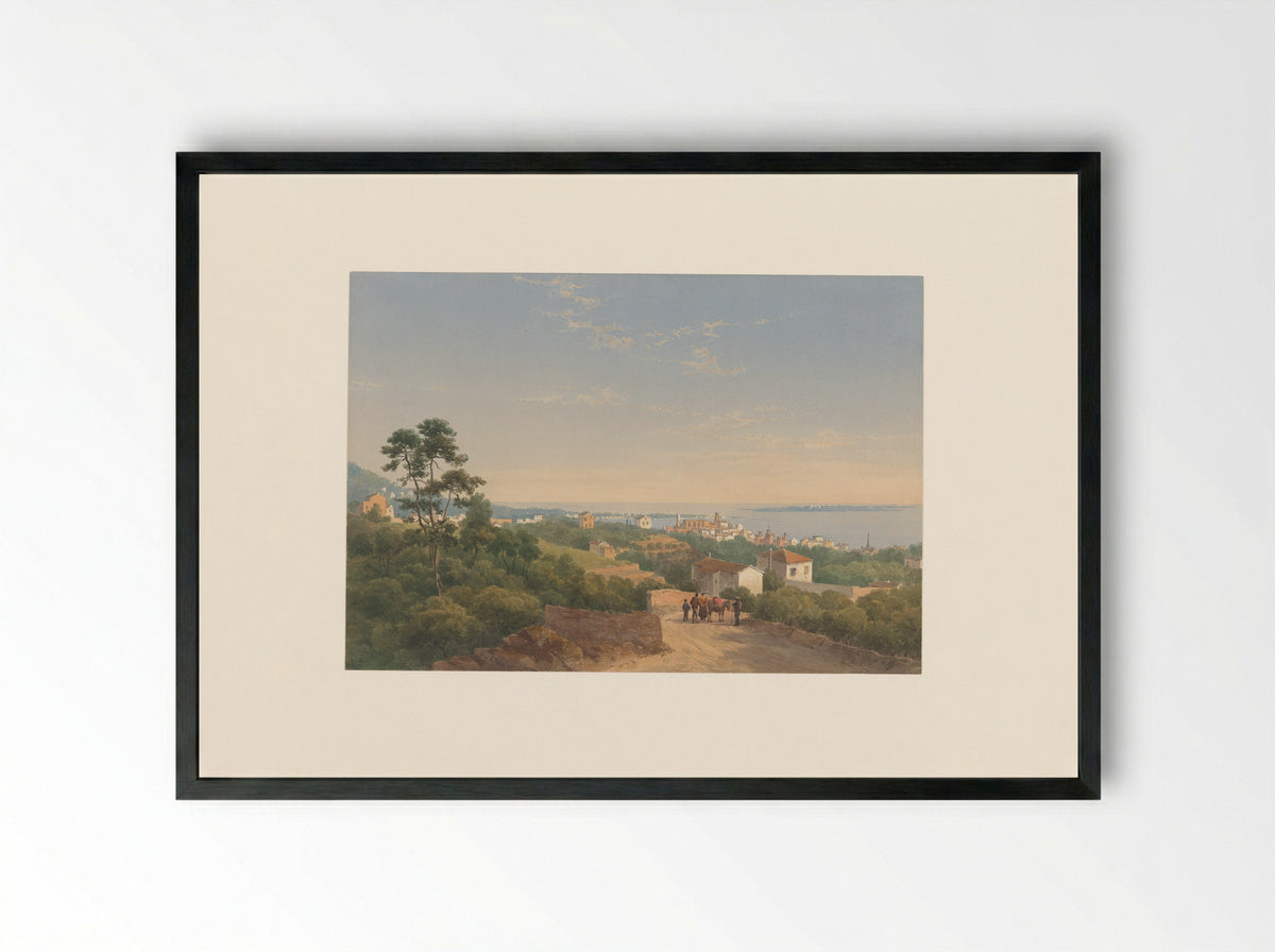 Gezicht op Cannes - Charles William Meredith van de Velde - Framed Print Black