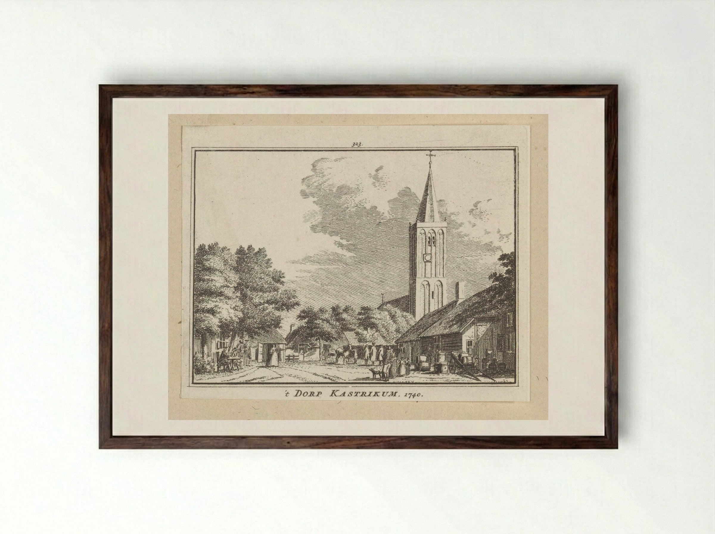 Gezicht op Castricum - Hendrik Spilman - Framed Print Dark Wood