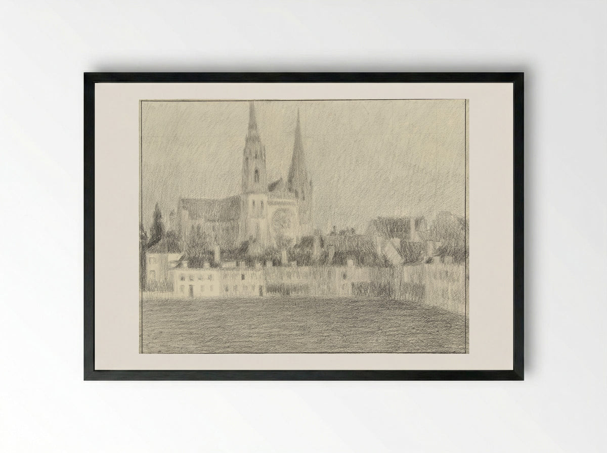 Gezicht op Chartres - Henri Eugène Le Sidaner - Framed Print Black