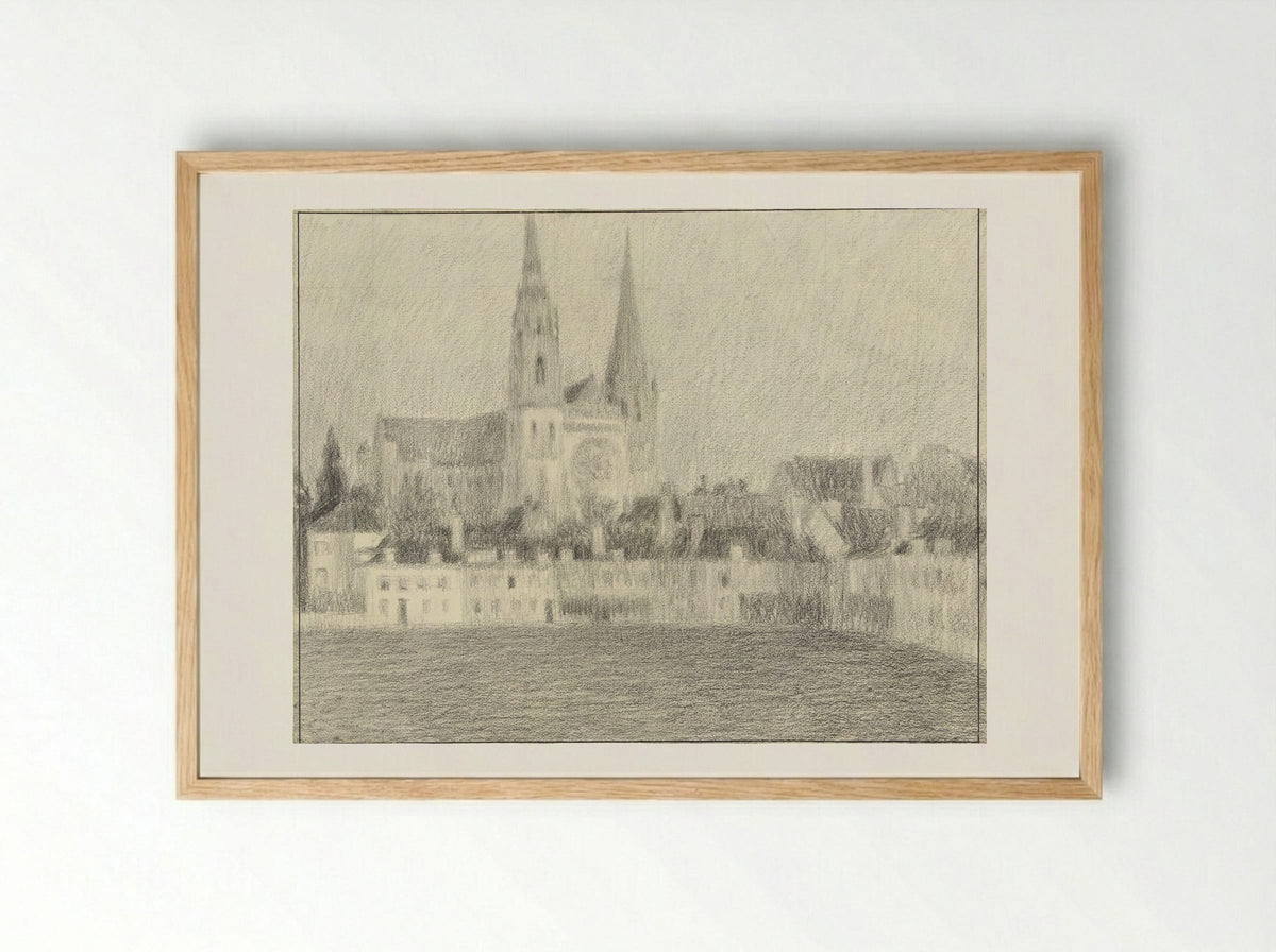 Gezicht op Chartres - Henri Eugène Le Sidaner - Framed Print Wood