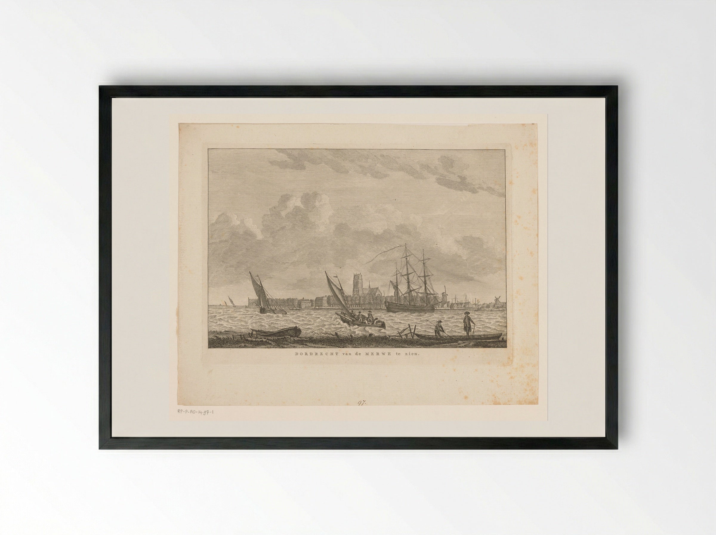 Gezicht op Dordrecht van de Merwe - Carel Frederik Bendorp (I) - Framed Print Black