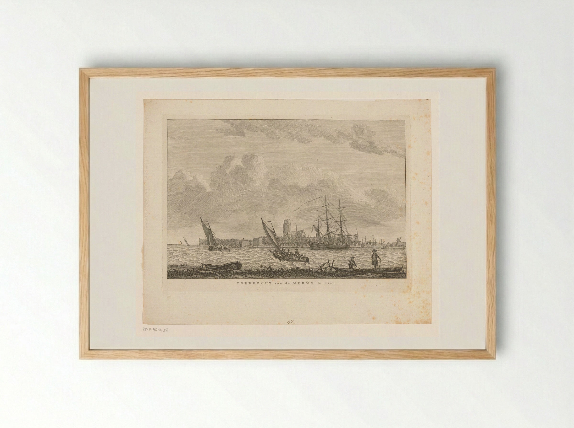 Gezicht op Dordrecht van de Merwe - Carel Frederik Bendorp (I) - Framed Print Wood