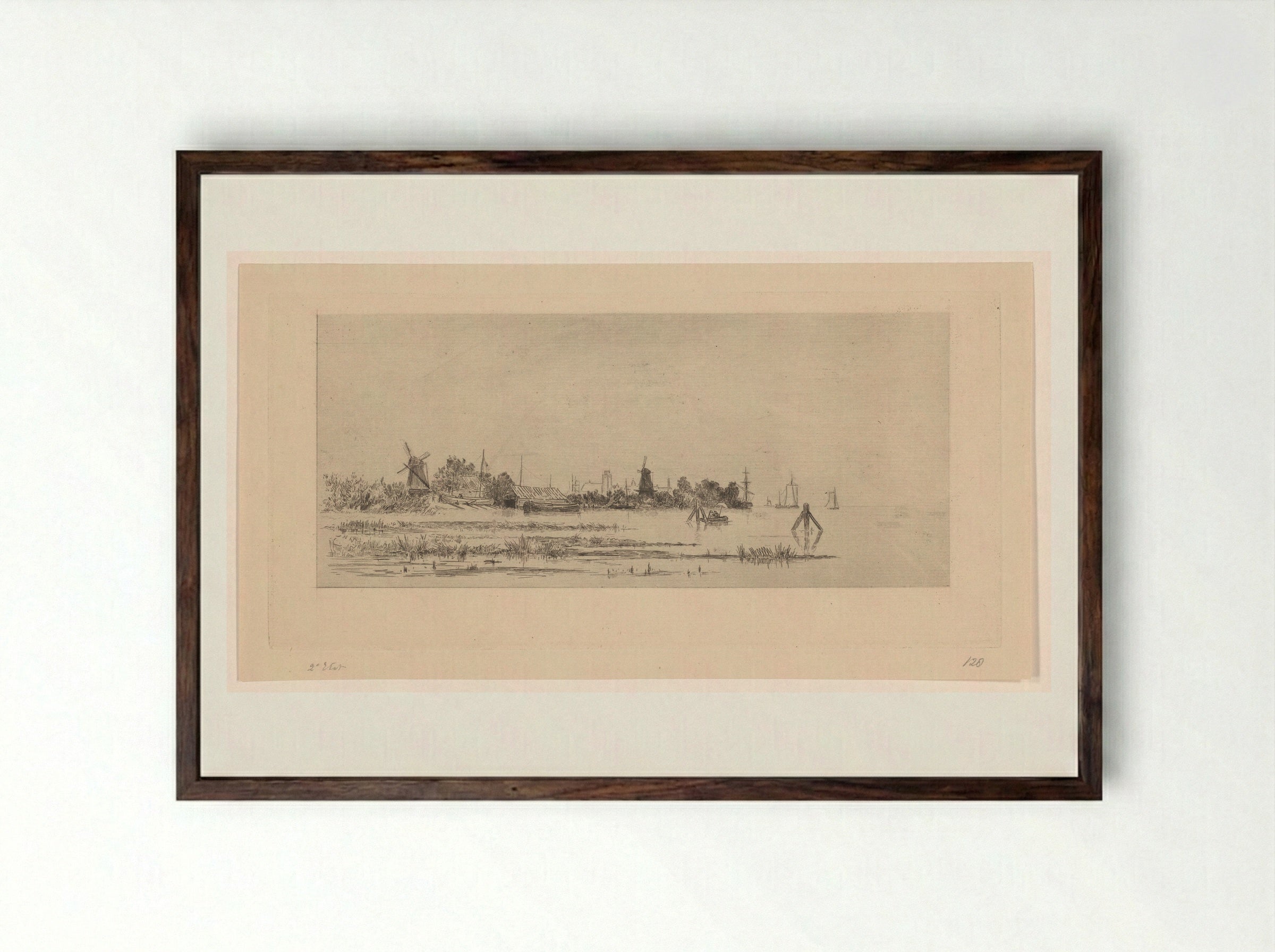 Gezicht op Dordrecht - Carel Nicolaas Storm van 's-Gravesande - Framed Print Dark Wood