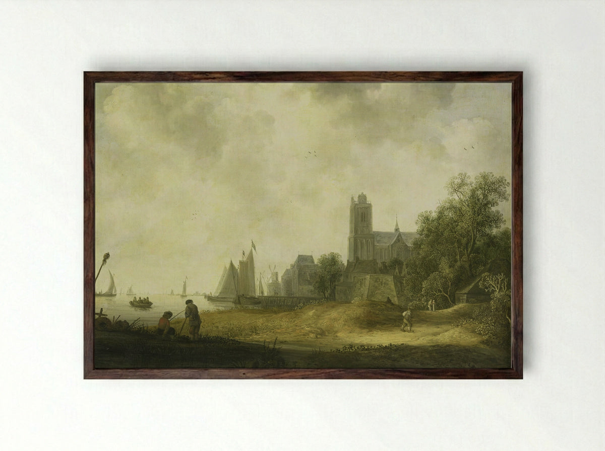 Gezicht op Dordrecht - Wouter Knijff - Framed Print Dark Wood