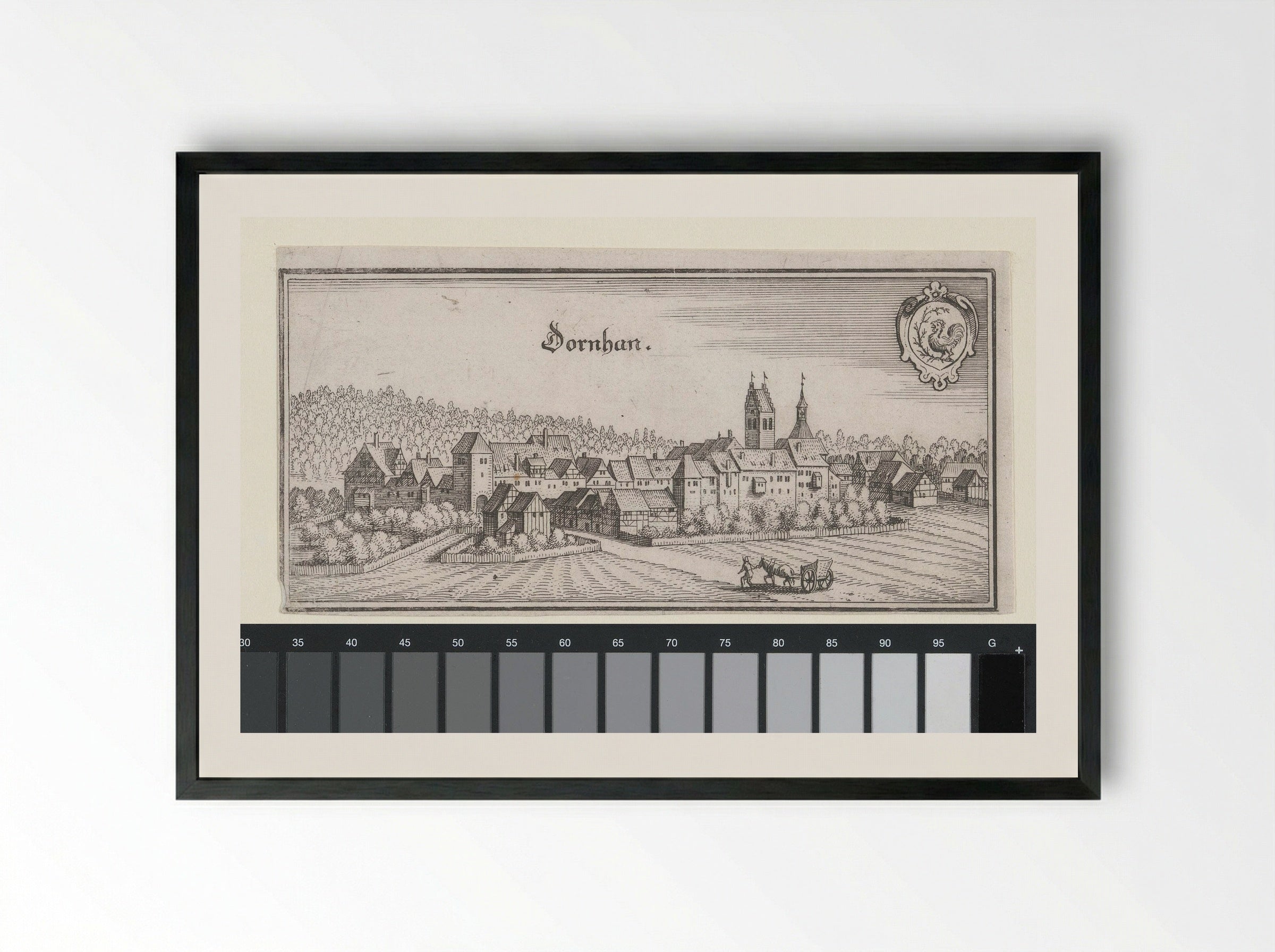 Gezicht op Dornhan - Matthäus Merian (I) - Framed Print Black