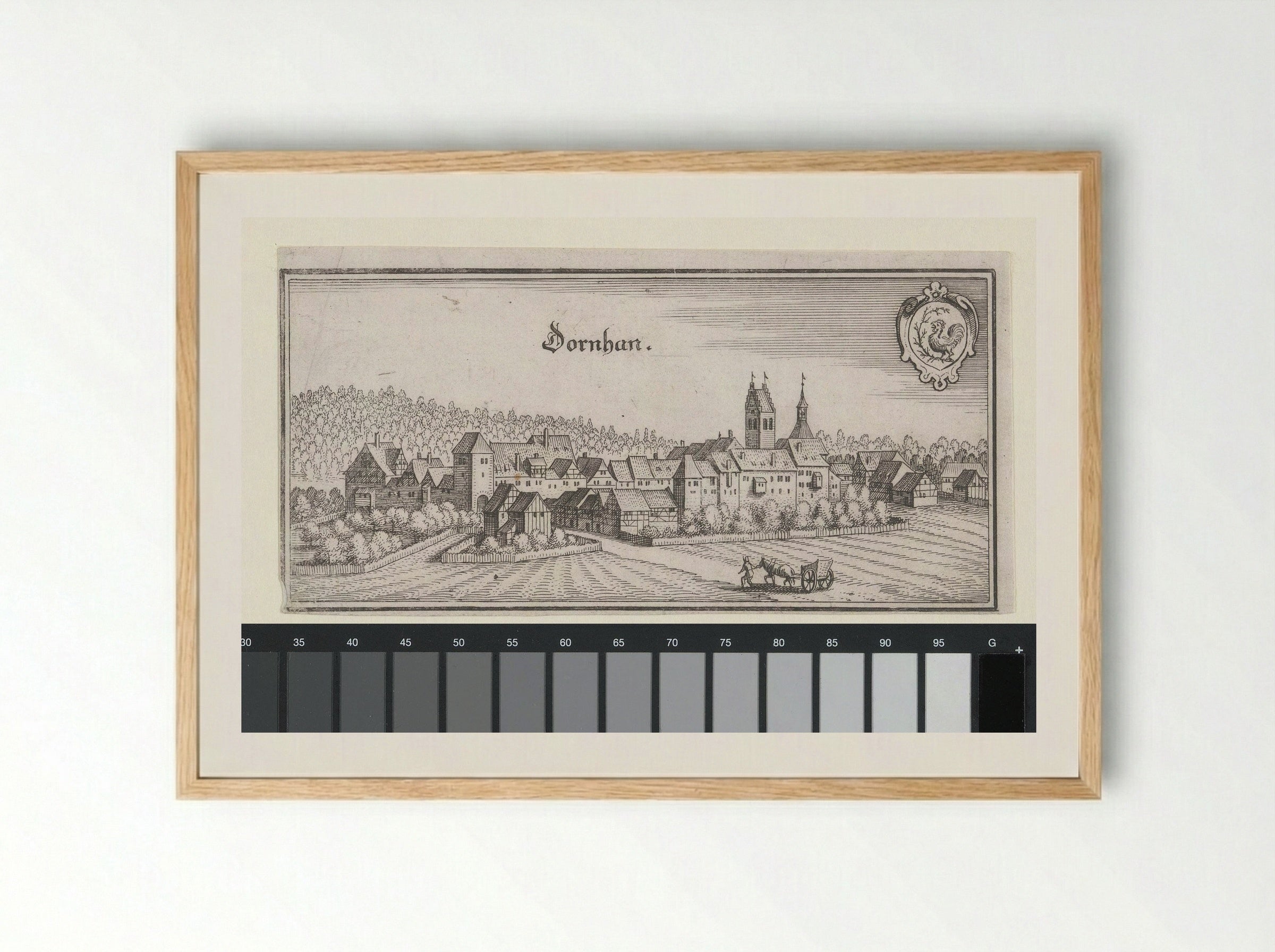 Gezicht op Dornhan - Matthäus Merian (I) - Framed Print Wood