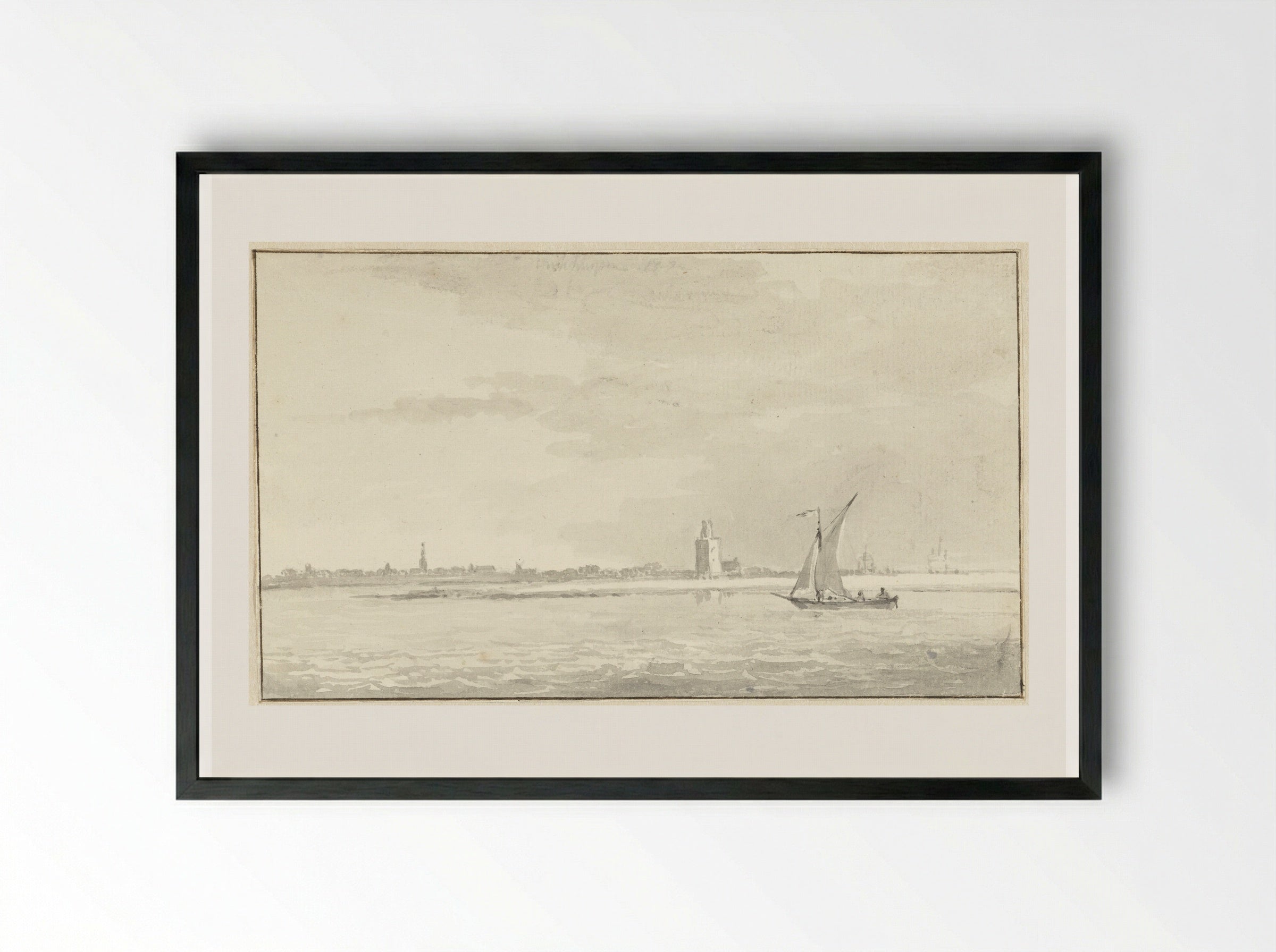 Gezicht op Enkhuizen van zee - Aert Schouman - Framed Print Black