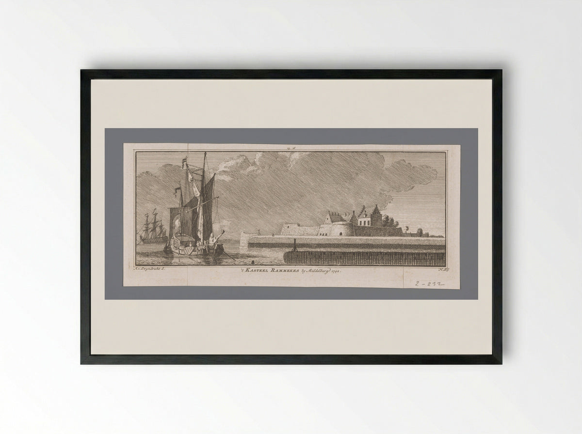 Gezicht op Fort Rammekens - Isaak Tirion - Framed Print Black