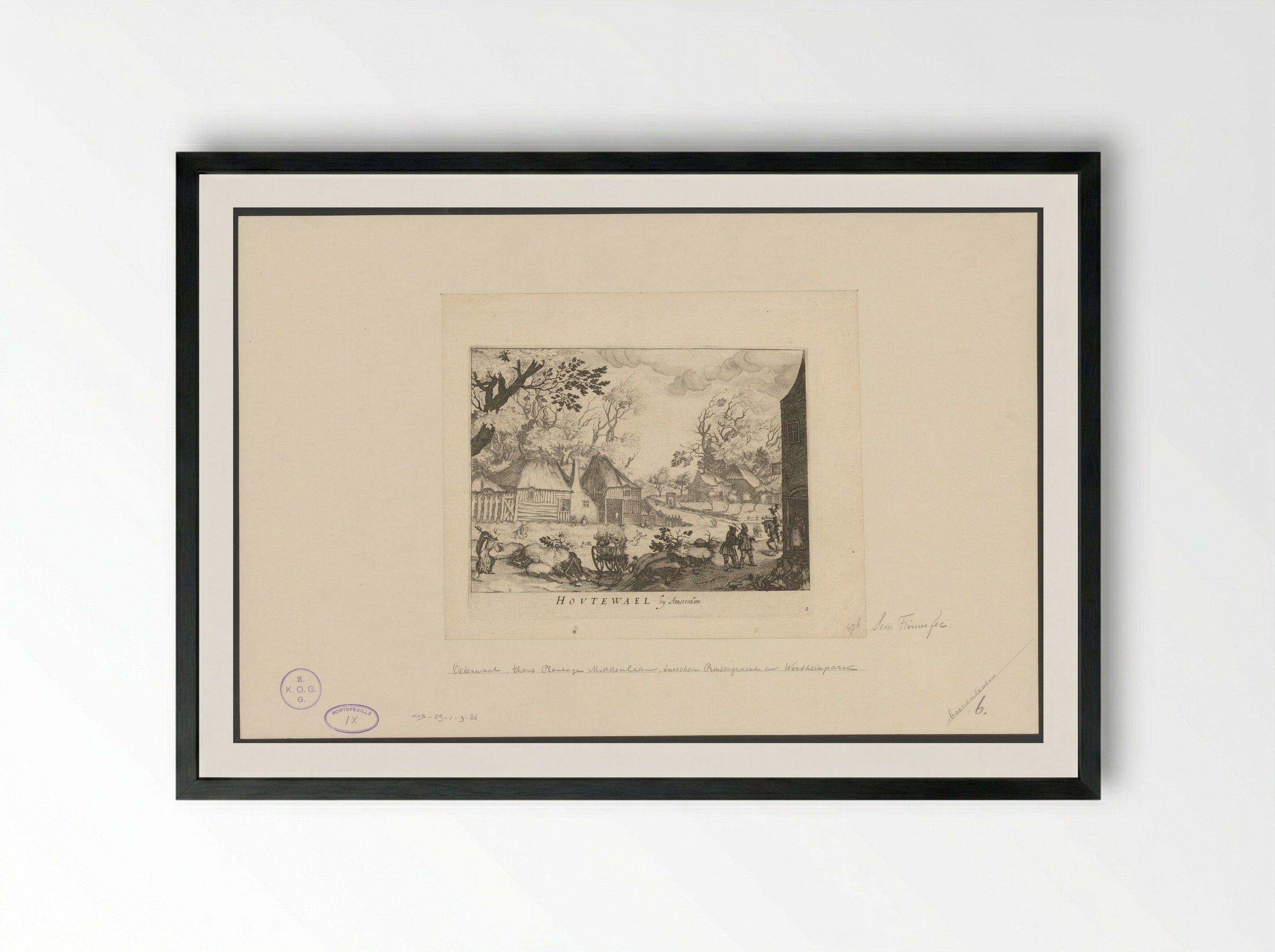 Gezicht op Houtewael bij Amsterdam - Simon Frisius - Framed Print Black