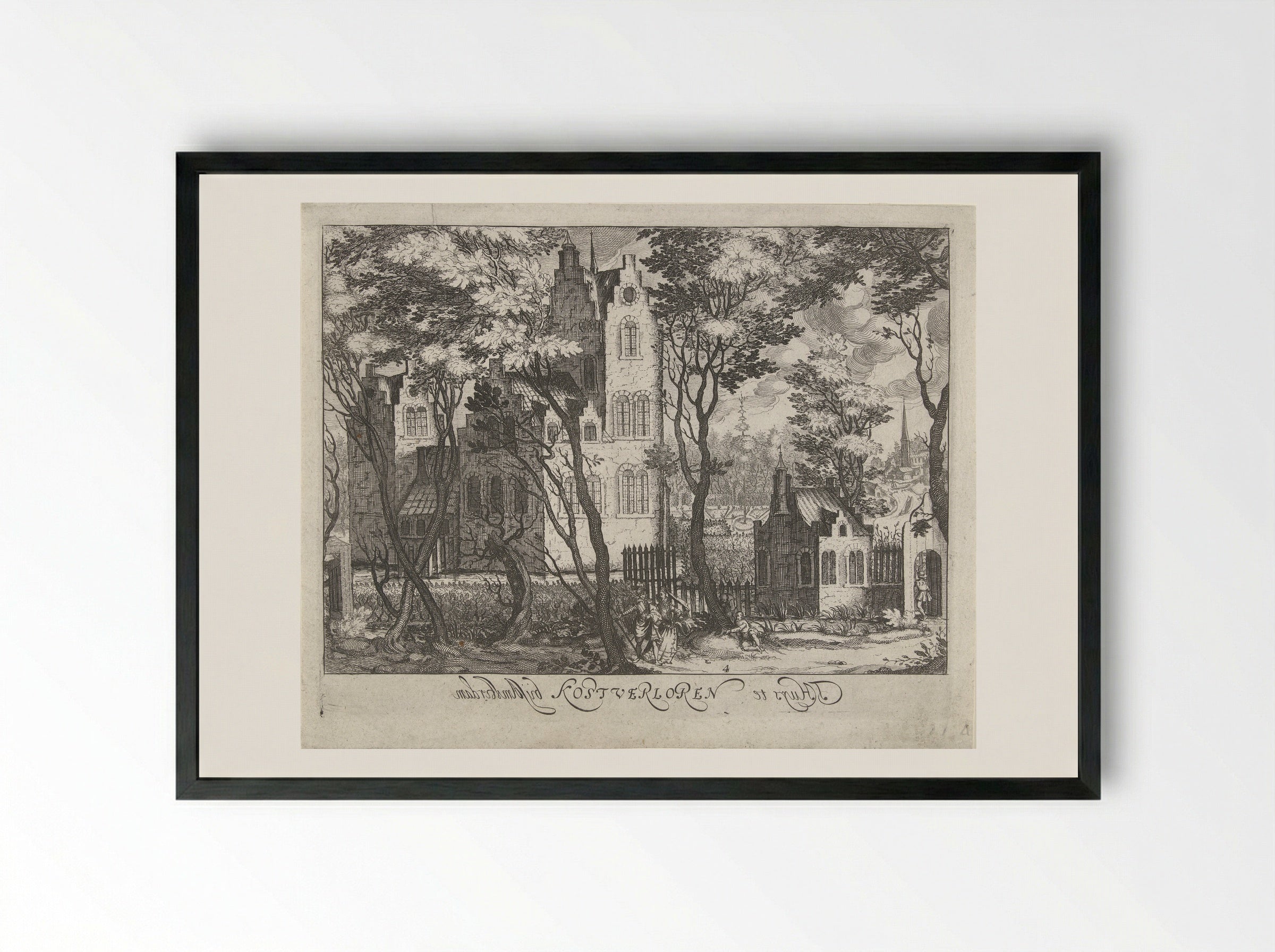 Gezicht op Huis Kostverloren nabij Amsterdam - Simon Frisius - Framed Print Black